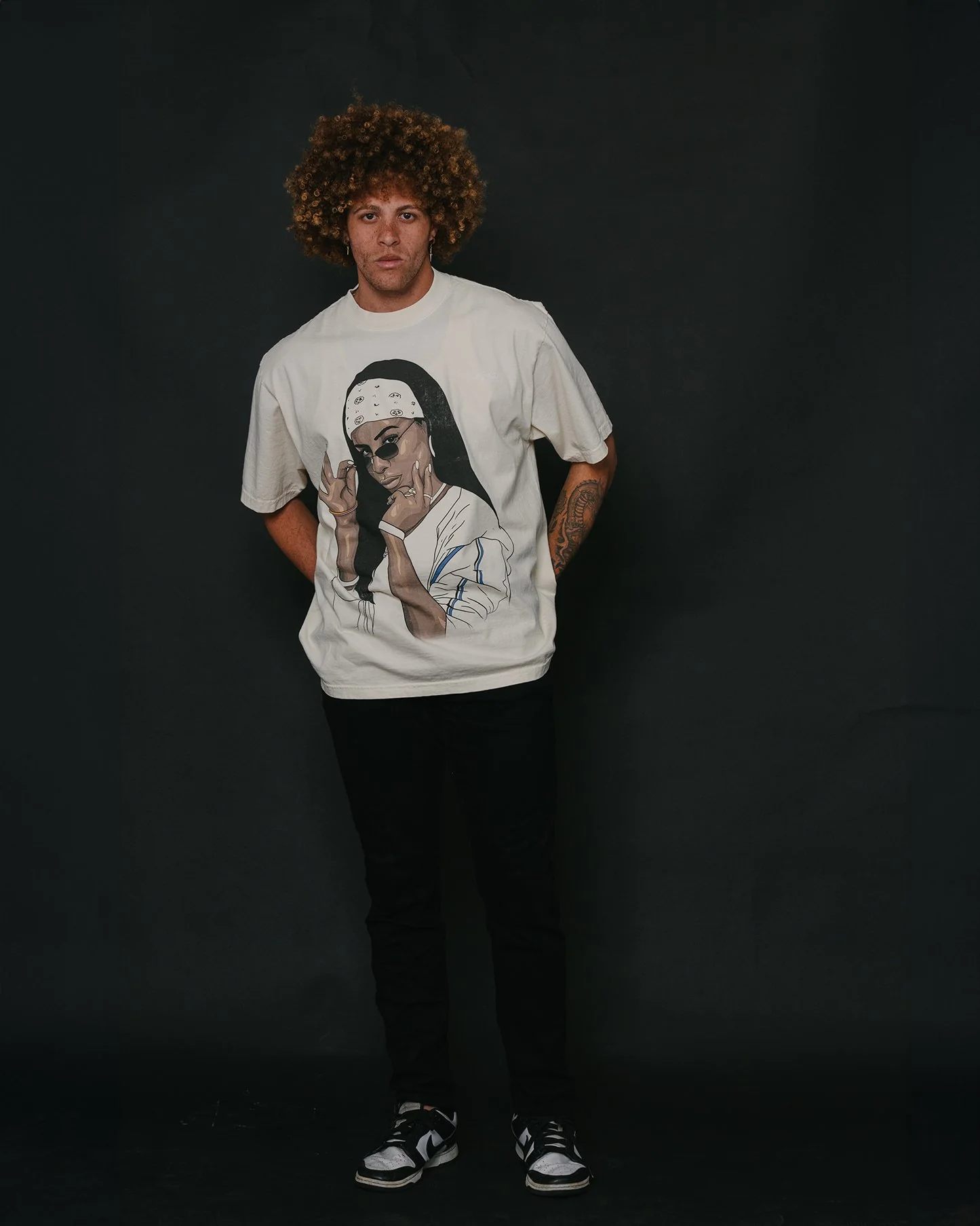Aaliyah Big Face Oversized Cream Tee - Image 2