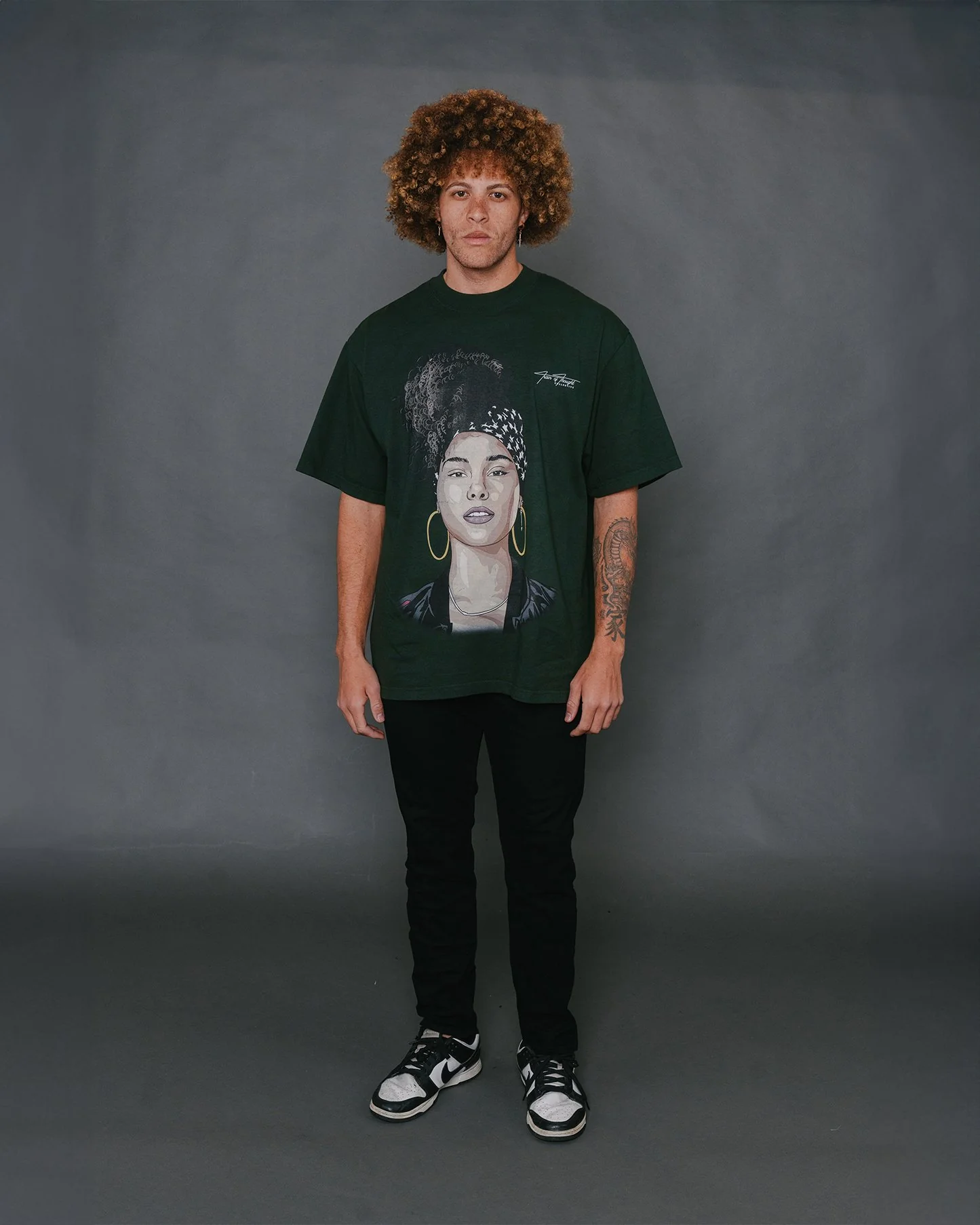 Alicia keys Big Face Oversized Green Tee - Image 2