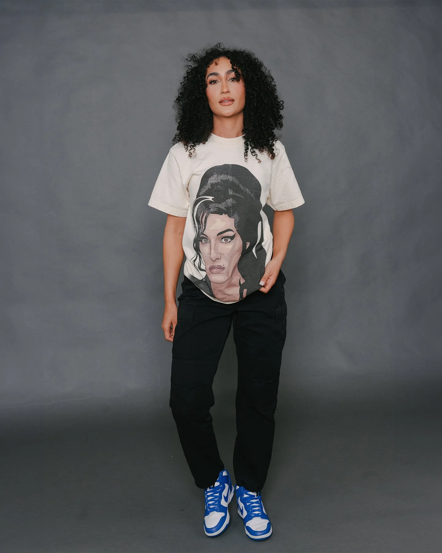 Amy Big Face Oversized Cream Tee - Image 2