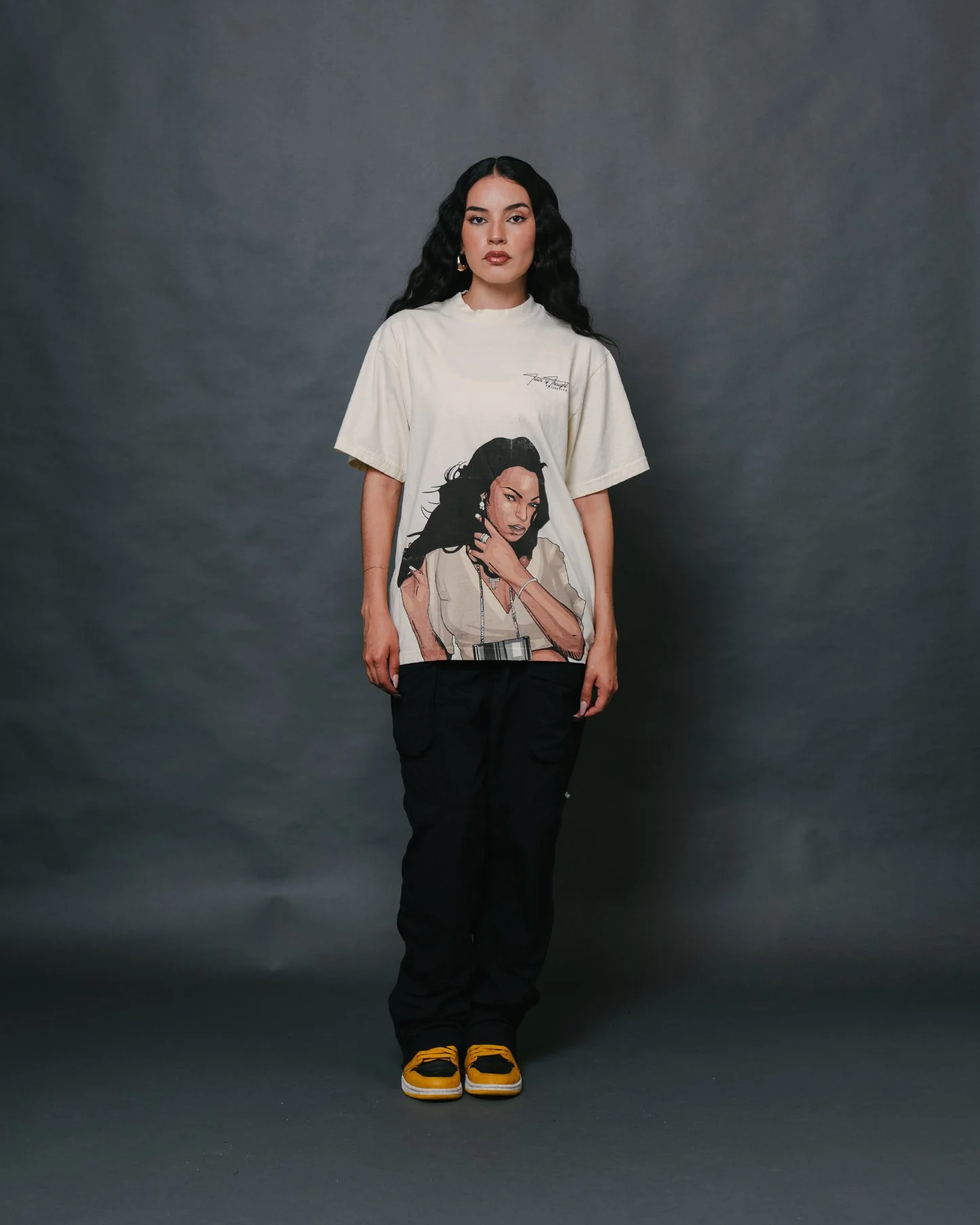 Ashanti Big Face Oversized Cream Tee - Image 2