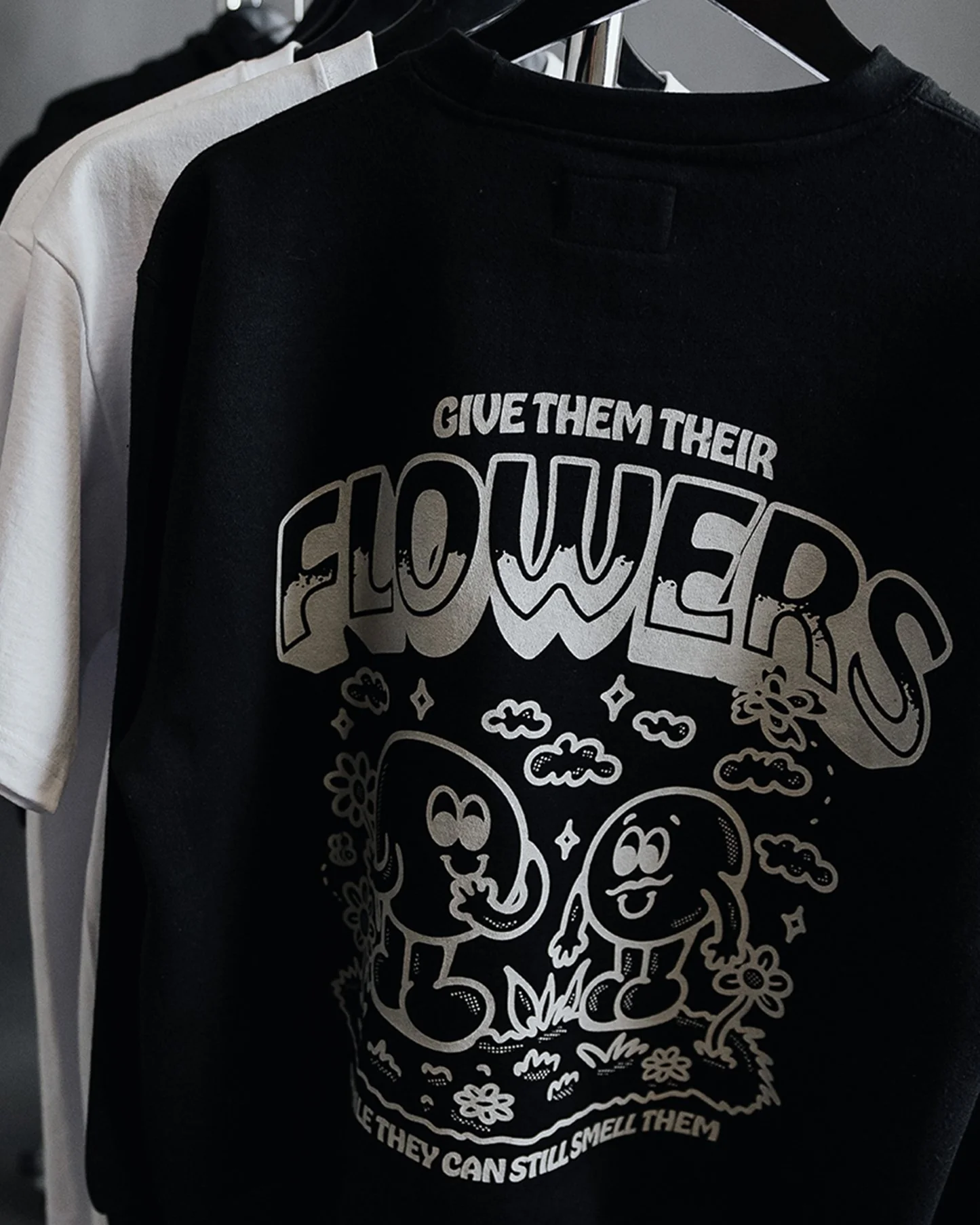 Give Flowers Black Tee - Image 2