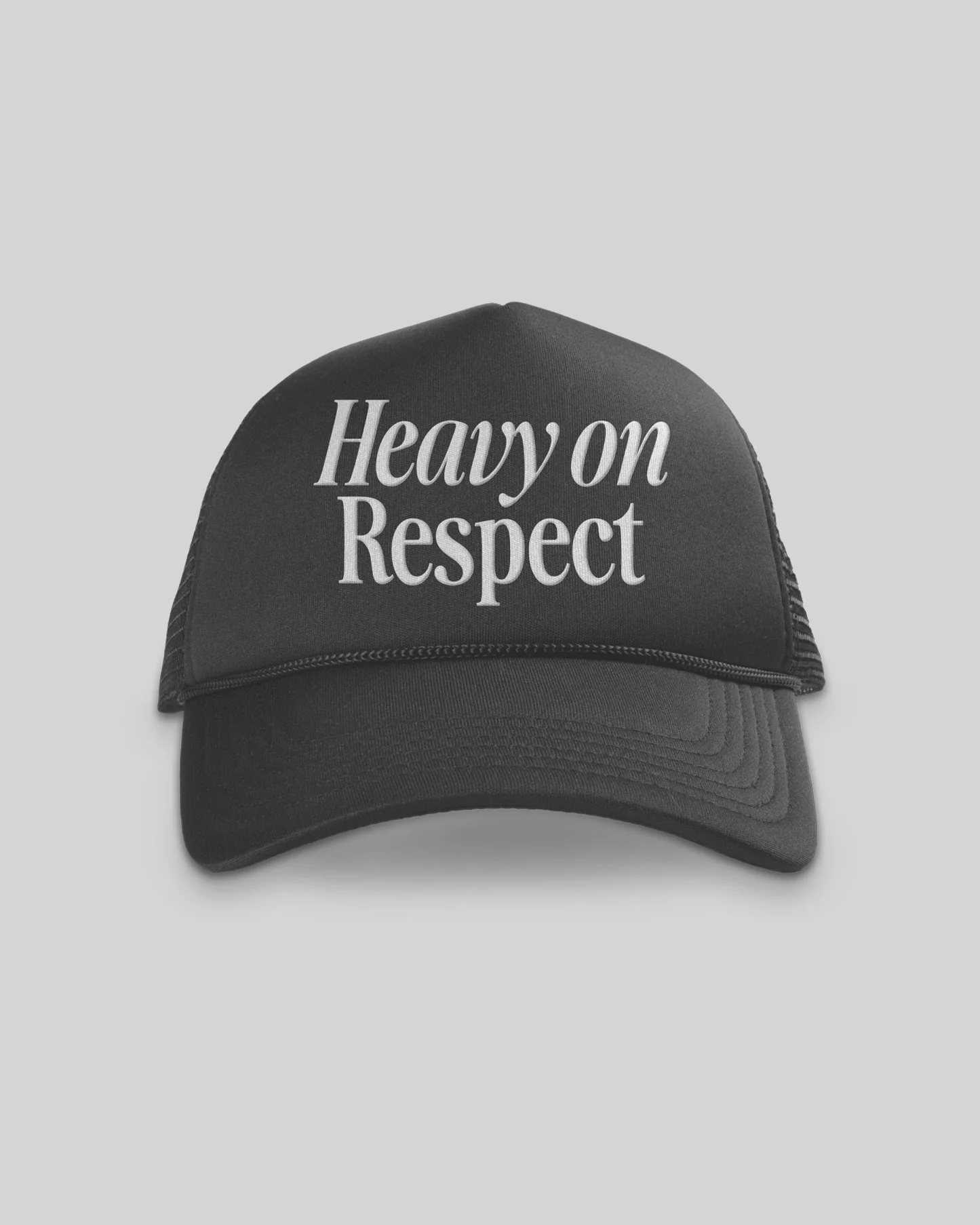 Heavy On Respect Charcoal 5 Panel Trucker Hat