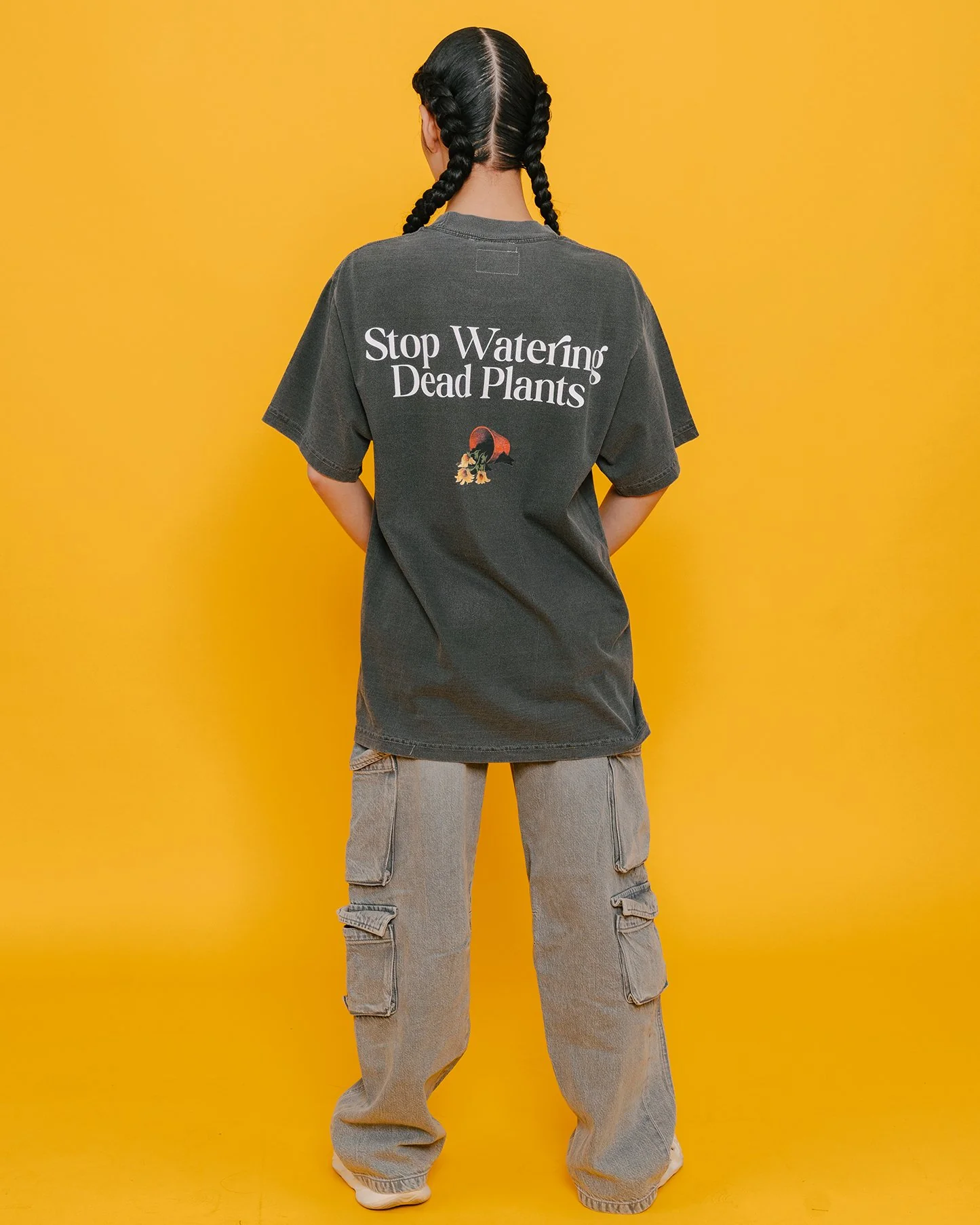Stop Watering Dead Plants Oversized Shadow Tee - Image 3