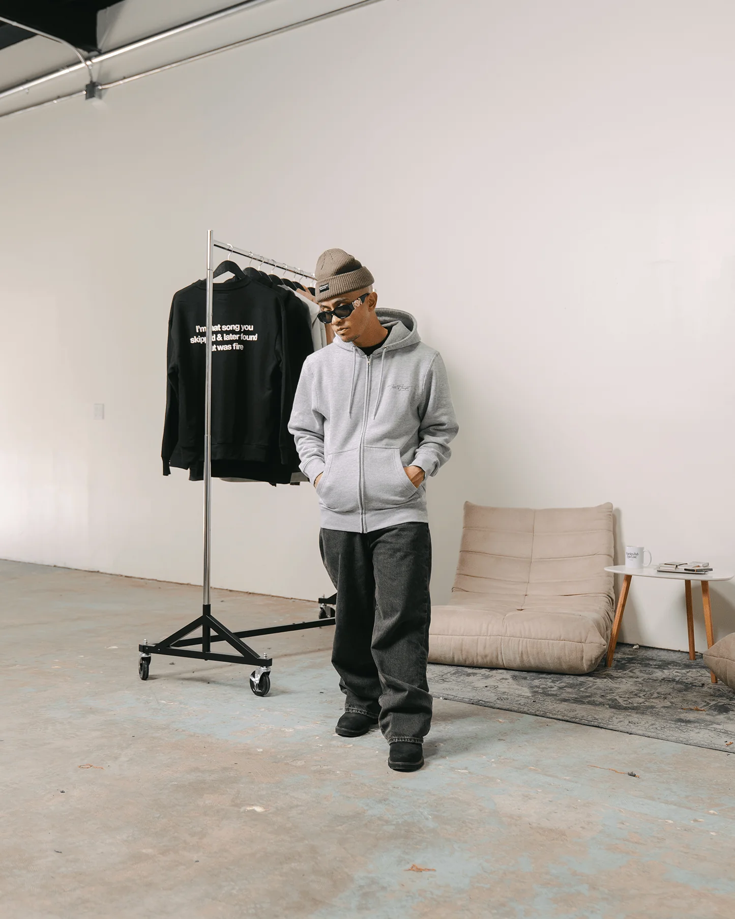 Don't Skip Heather Grey Full Zip Hoodie - Image 4