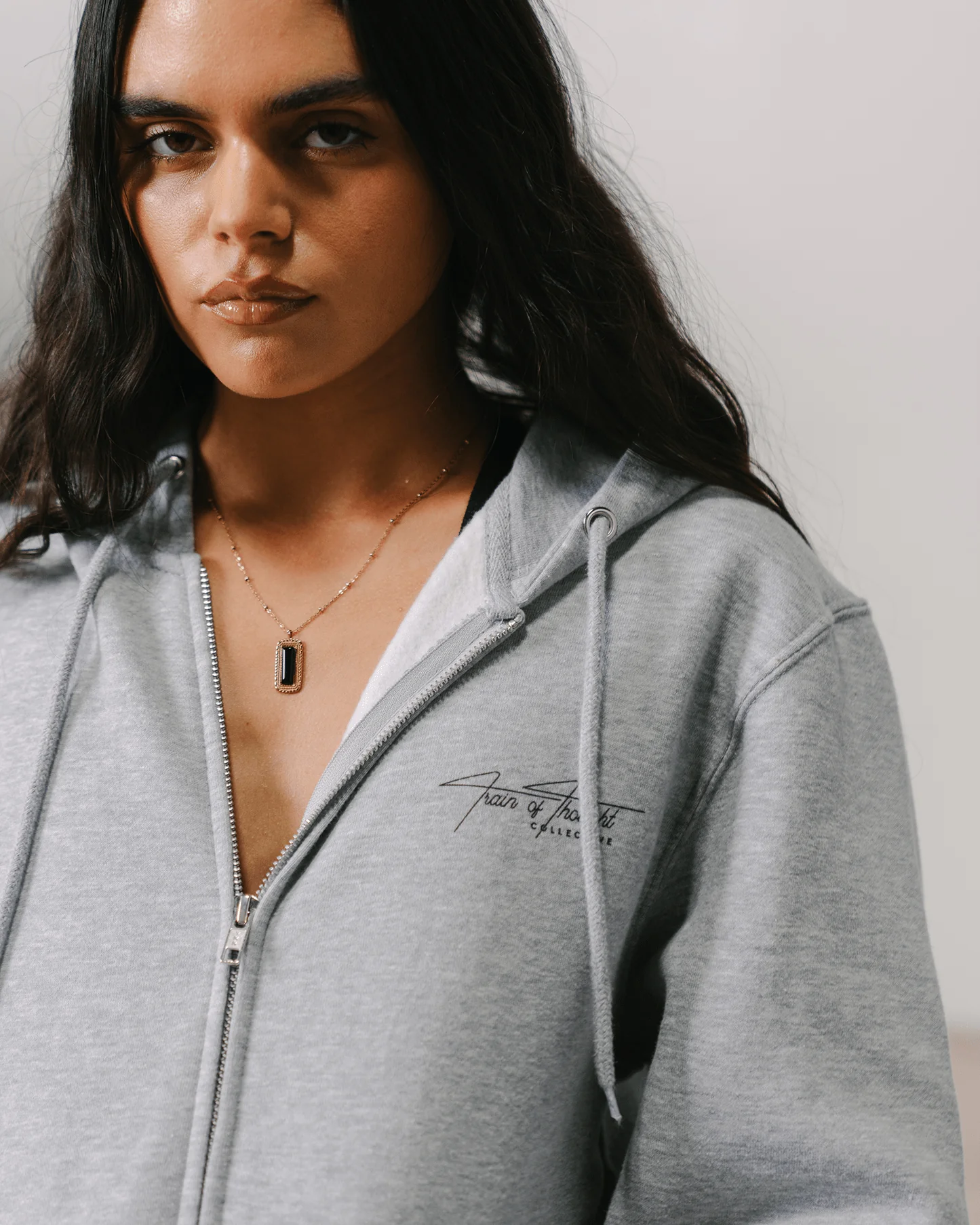 Don't Skip Heather Grey Full Zip Hoodie - Image 5