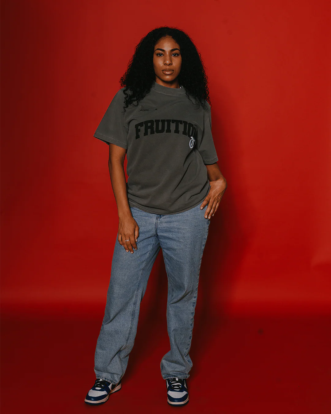 Fruition V2 Applique Oversized Cement Tee - Image 2