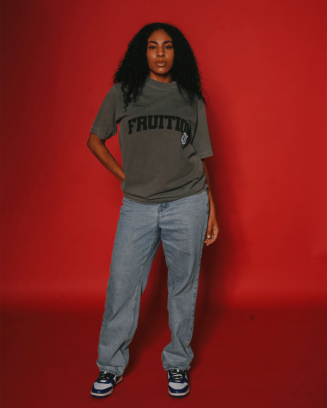 Fruition V2 Applique Oversized Cement Tee - Image 3