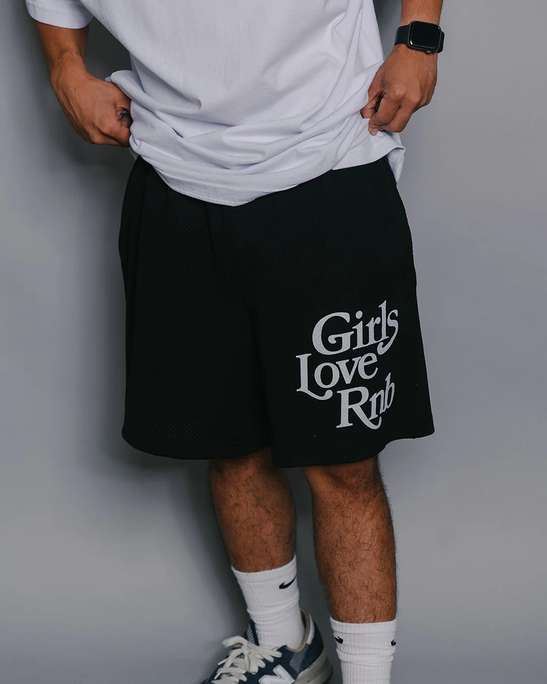 Girls Love Rnb Black Mesh Shorts - Image 3