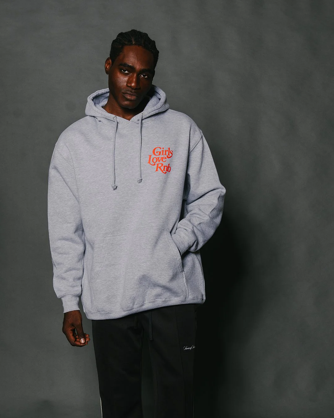 Girls Love Rnb Heather Grey Hoodie - Image 5