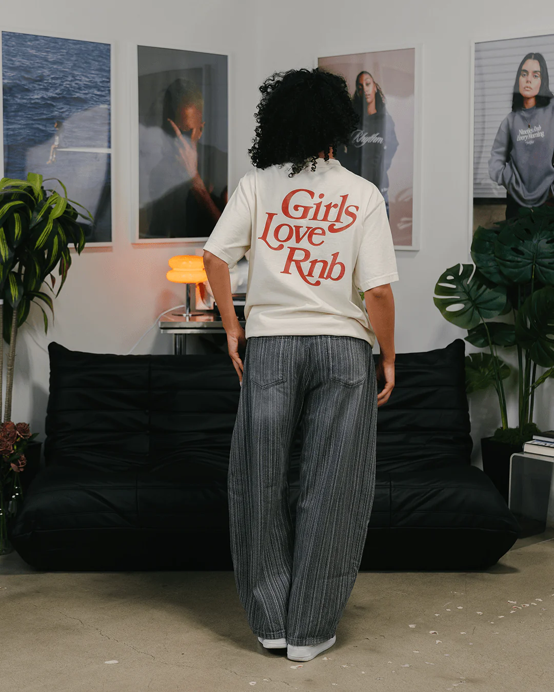 Girls Love Rnb Oversized Cream Tee - Image 4