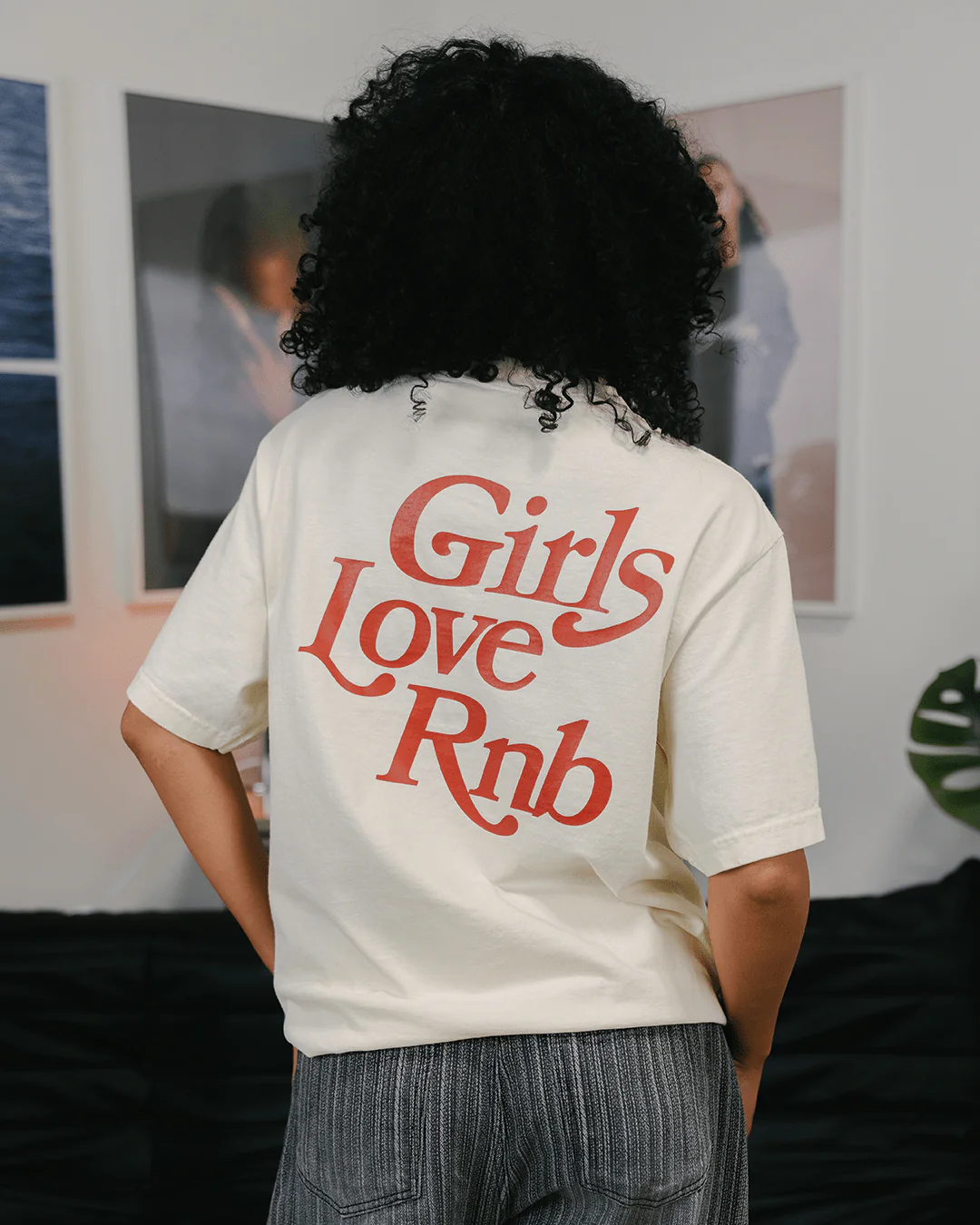Girls Love Rnb Oversized Cream Tee - Image 6