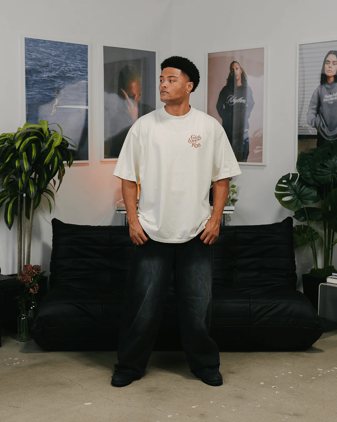 Girls Love Rnb Oversized Cream Tee - Image 9