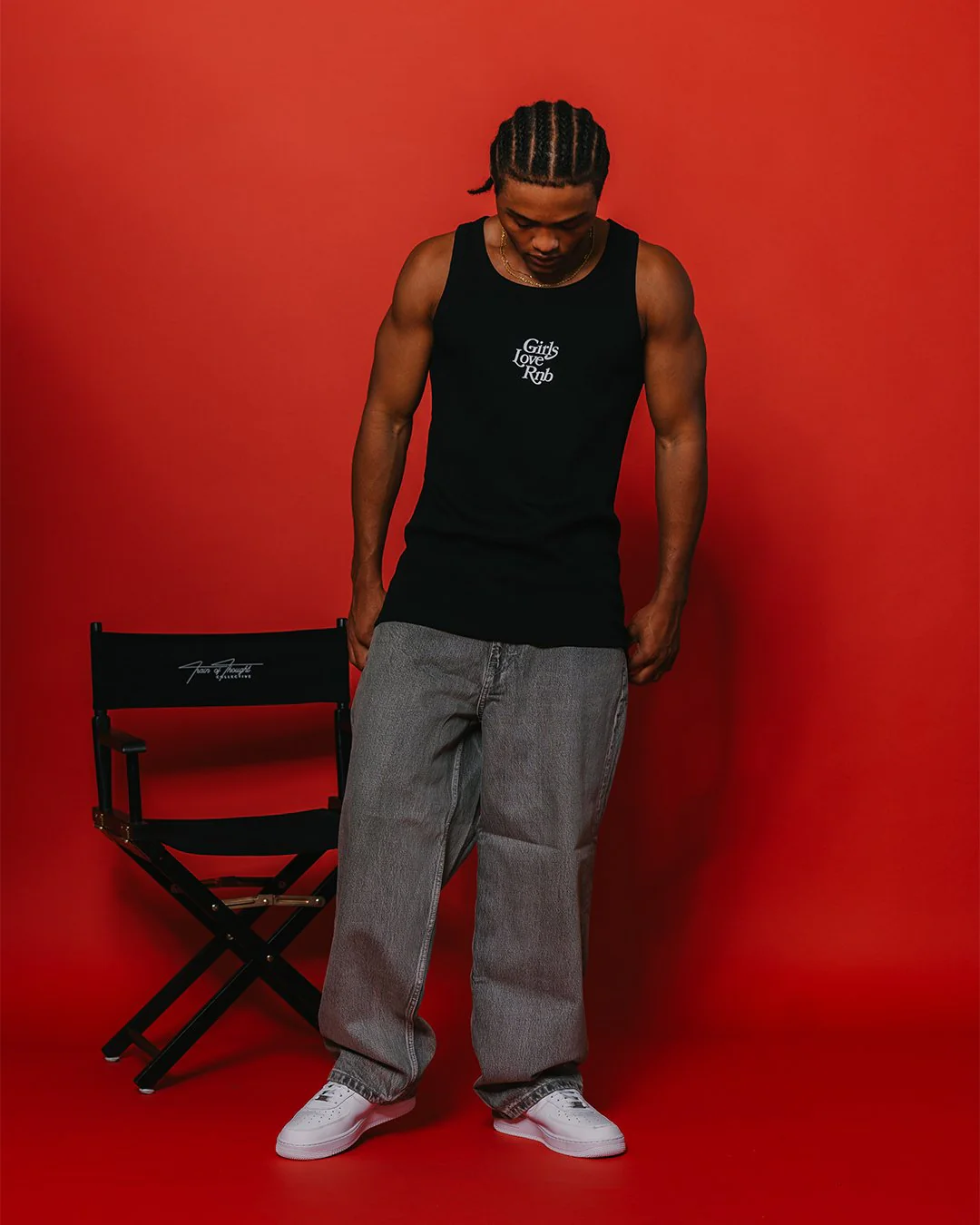 Girls Love Rnb V2 Black Men's Ribbed Tank Top - Image 3