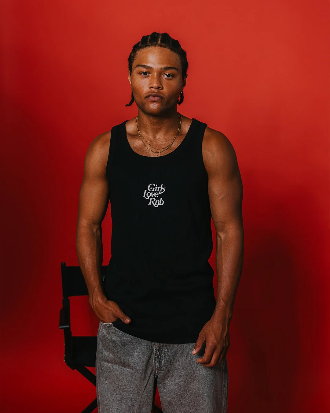 Girls Love Rnb V2 Black Men's Ribbed Tank Top - Image 4