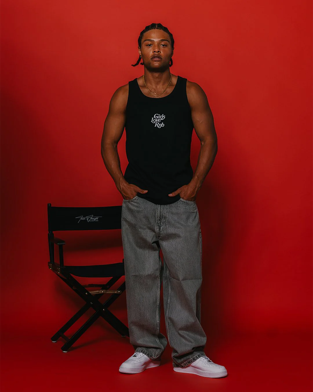 Girls Love Rnb V2 Black Men's Ribbed Tank Top - Image 6