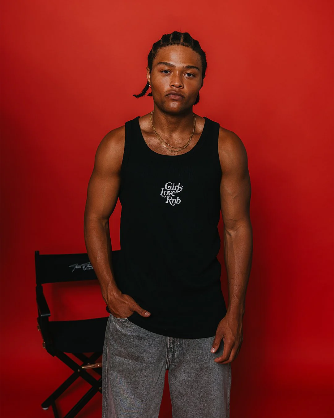 Girls Love Rnb V2 Black Men's Ribbed Tank Top - Image 7