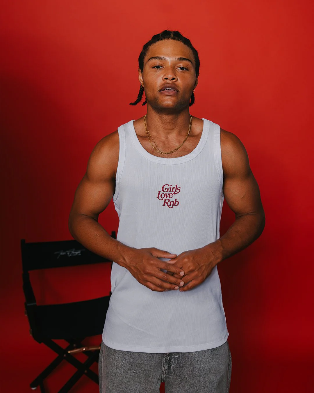 Girls Love Rnb V2 White Men's Ribbed Tank Top - Image 3