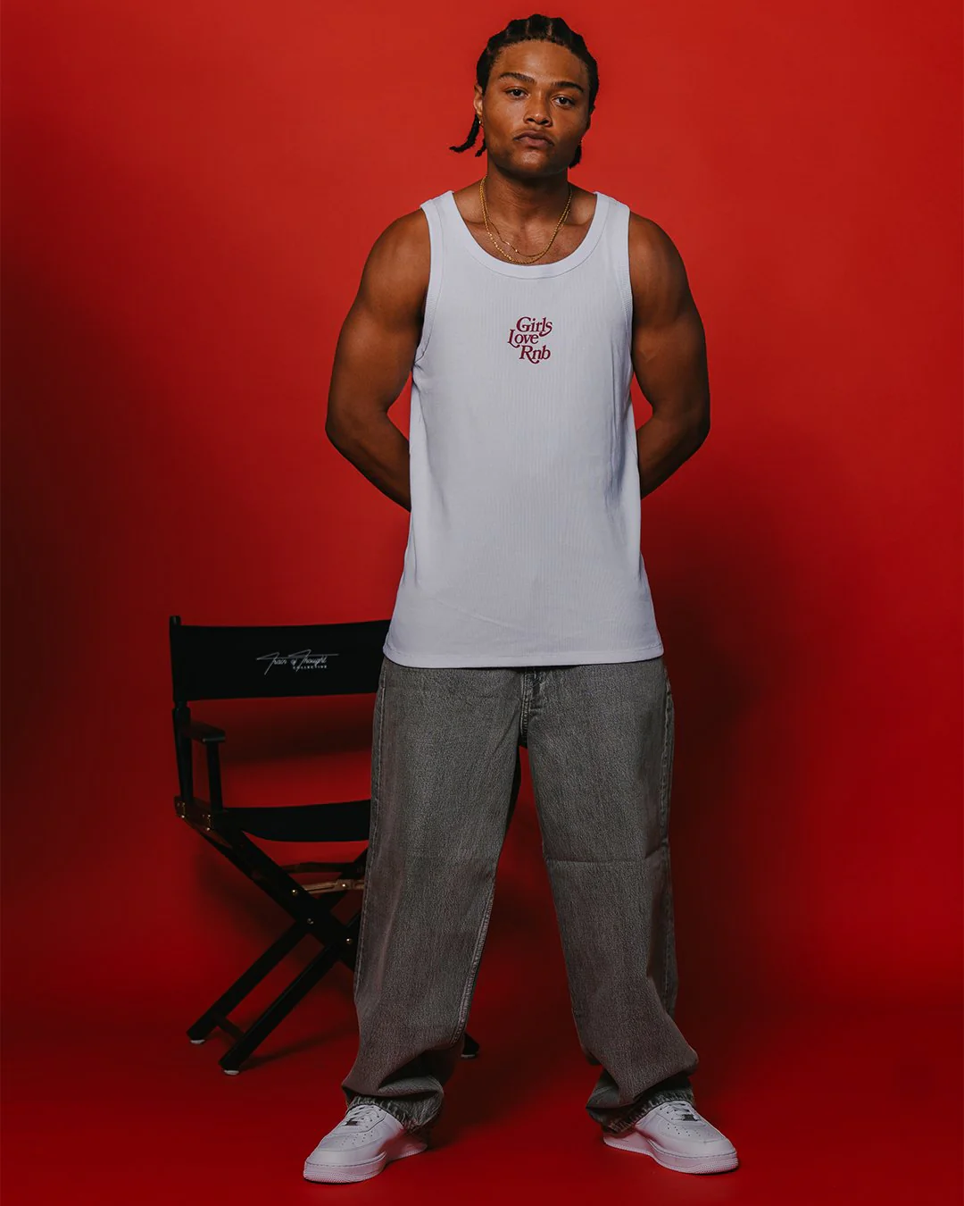 Girls Love Rnb V2 White Men's Ribbed Tank Top - Image 4