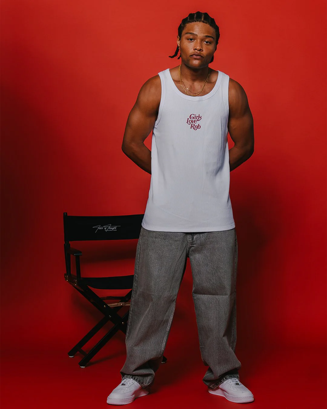 Girls Love Rnb V2 White Men's Ribbed Tank Top - Image 7