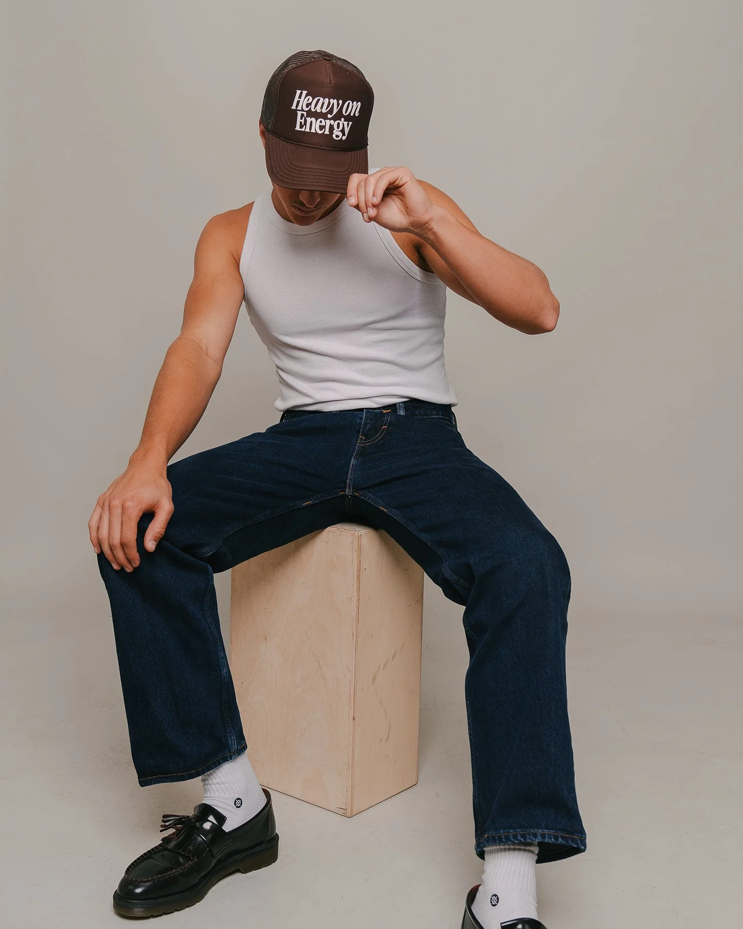 Heavy On Energy Brown 5 Panel Trucker Hat - Image 2