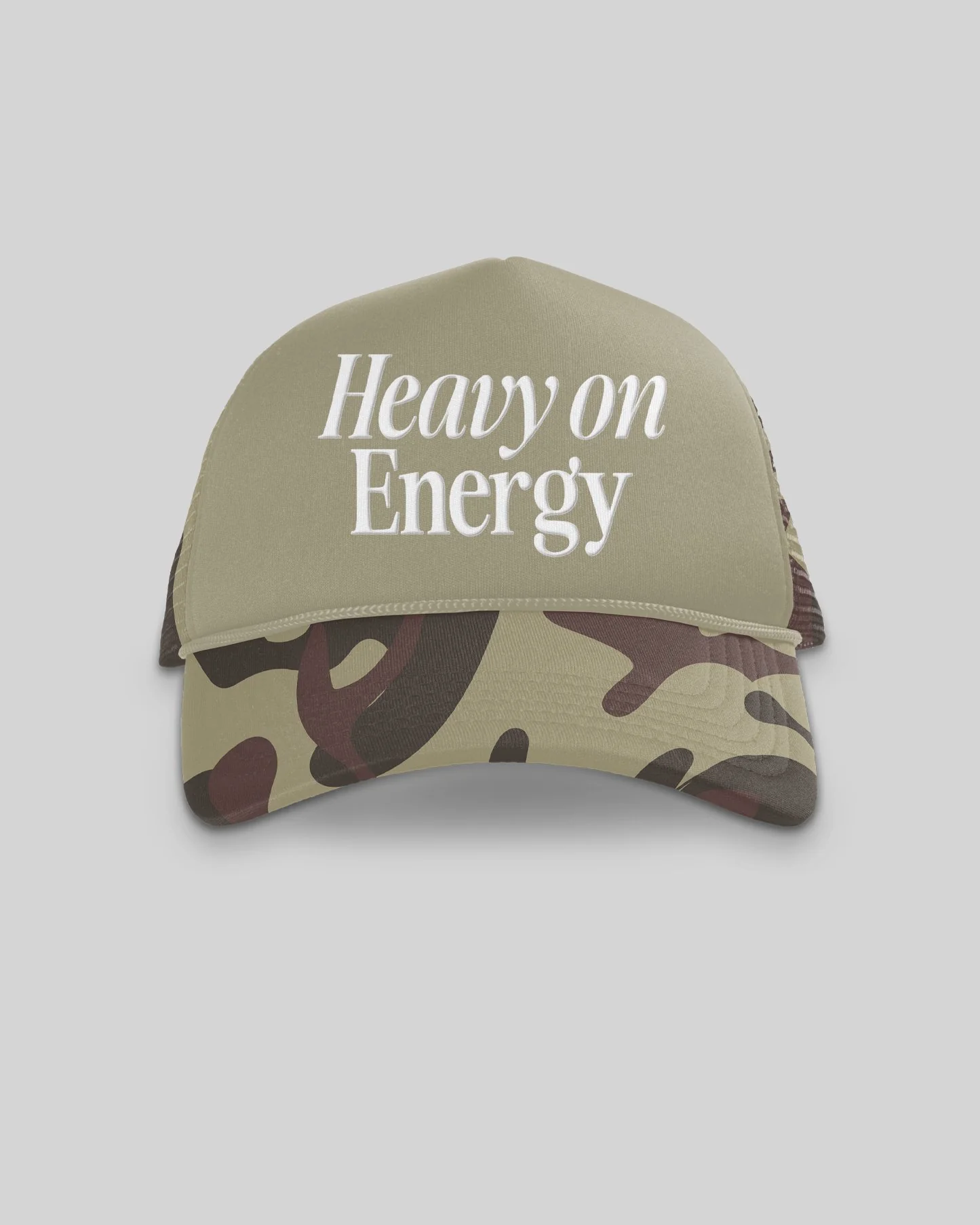 Heavy On Energy Camo 5 Panel Trucker Hat