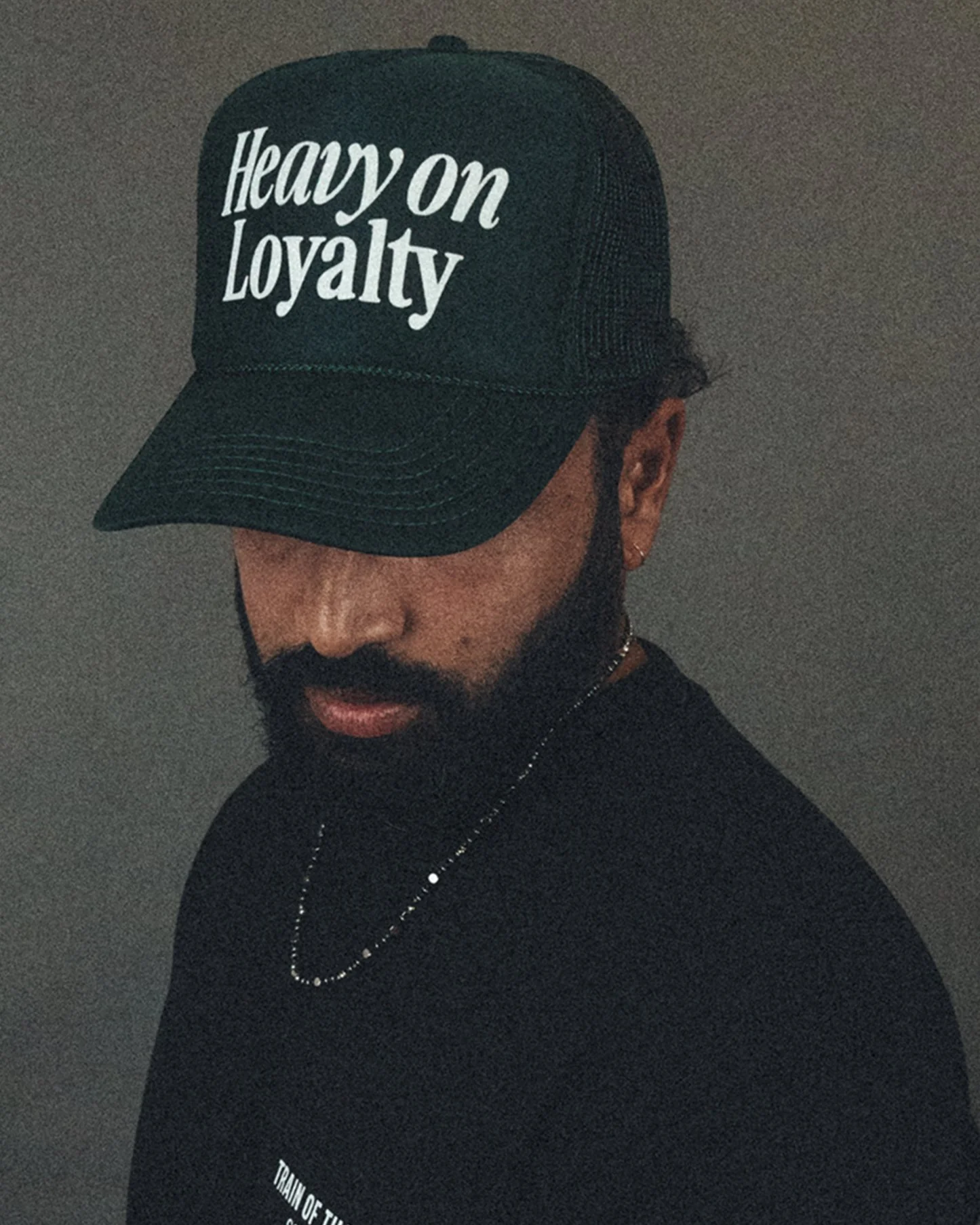 Heavy On Loyalty Dk Green 5 Panel Trucker Hat - Image 2