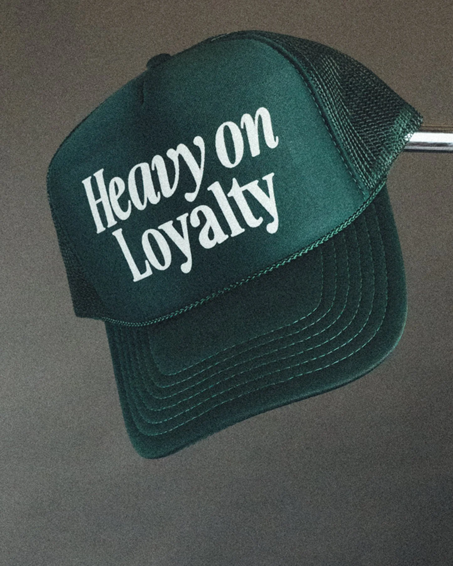Heavy On Loyalty Dk Green 5 Panel Trucker Hat - Image 3