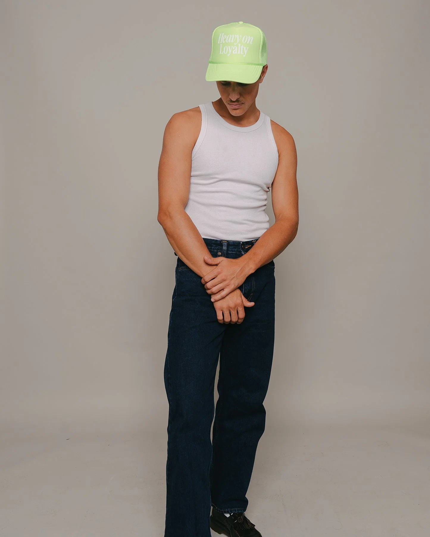 Heavy On Loyalty Neon Green 5 Panel Trucker Hat - Image 3