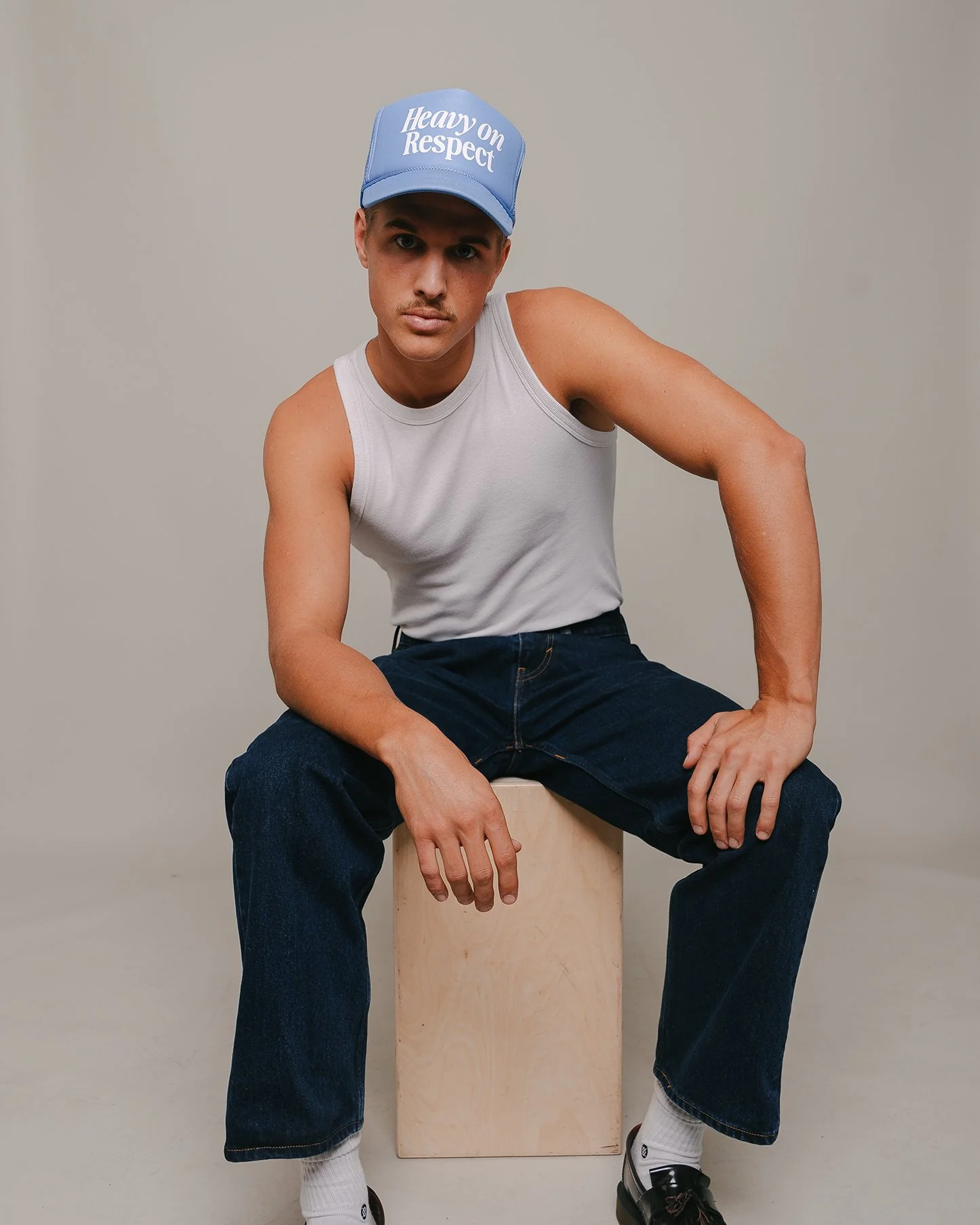 Heavy On Respect Blue 5 Panel Trucker Hat - Image 2