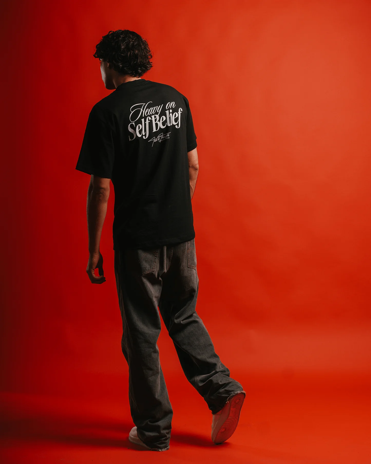 Heavy On Self Belief Black Tee - Image 4