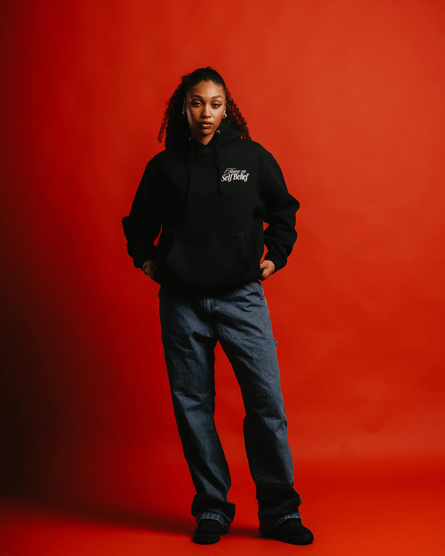 Heavy On Self Belief Black Hoodie - Image 3