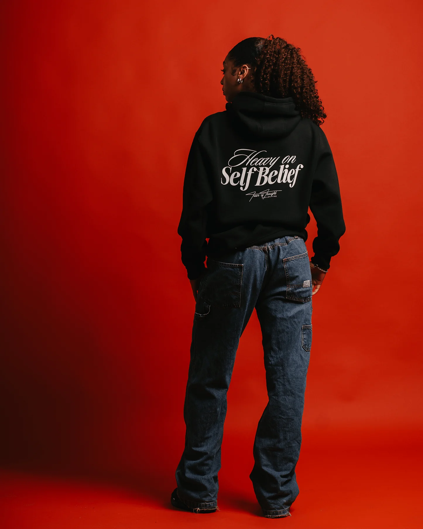 Heavy On Self Belief Black Hoodie - Image 4
