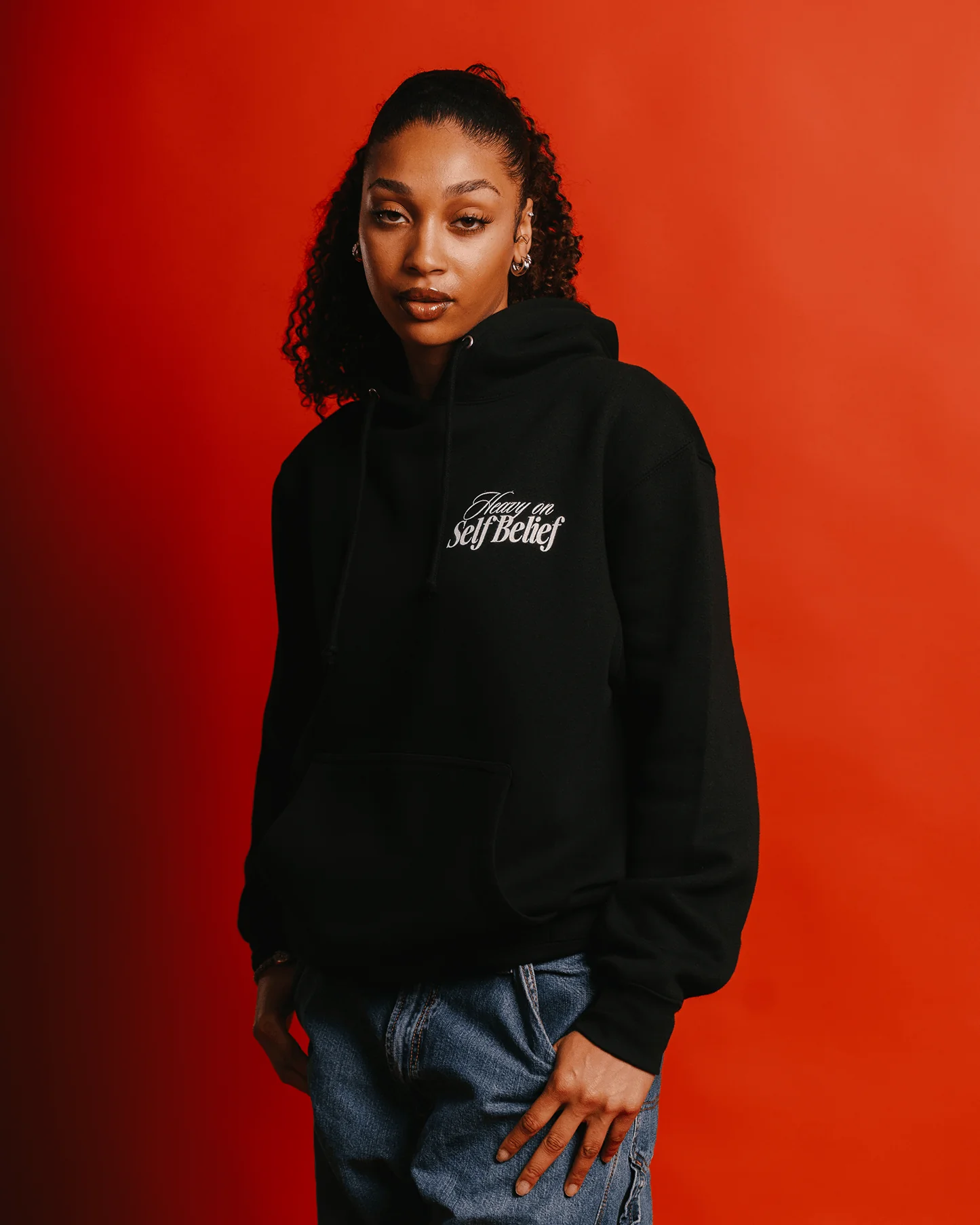 Heavy On Self Belief Black Hoodie - Image 7