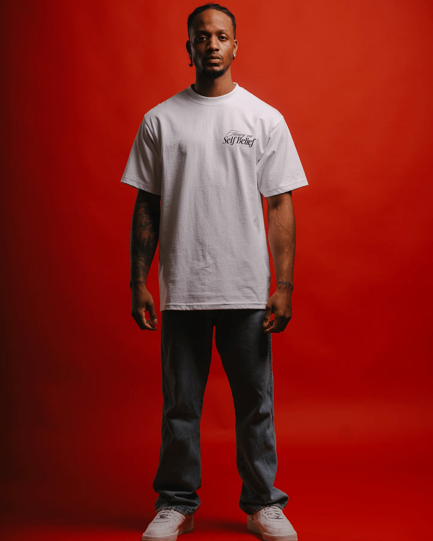 Heavy On Self Belief White Tee - Image 3