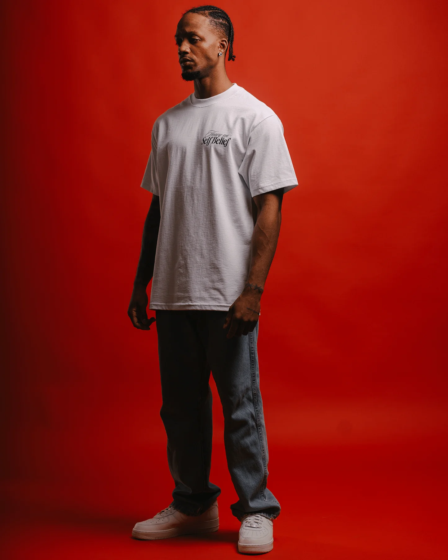 Heavy On Self Belief White Tee - Image 5