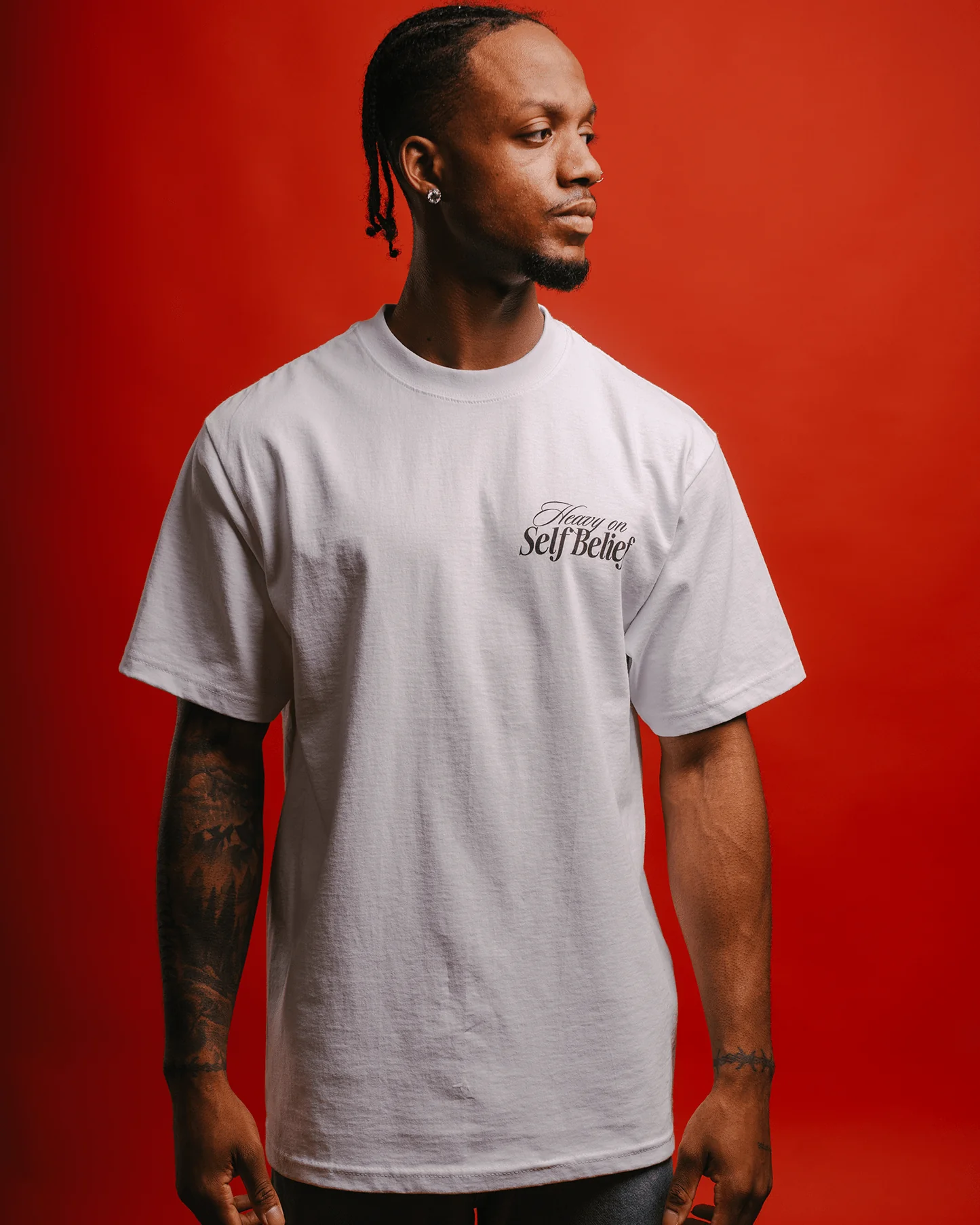 Heavy On Self Belief White Tee - Image 7