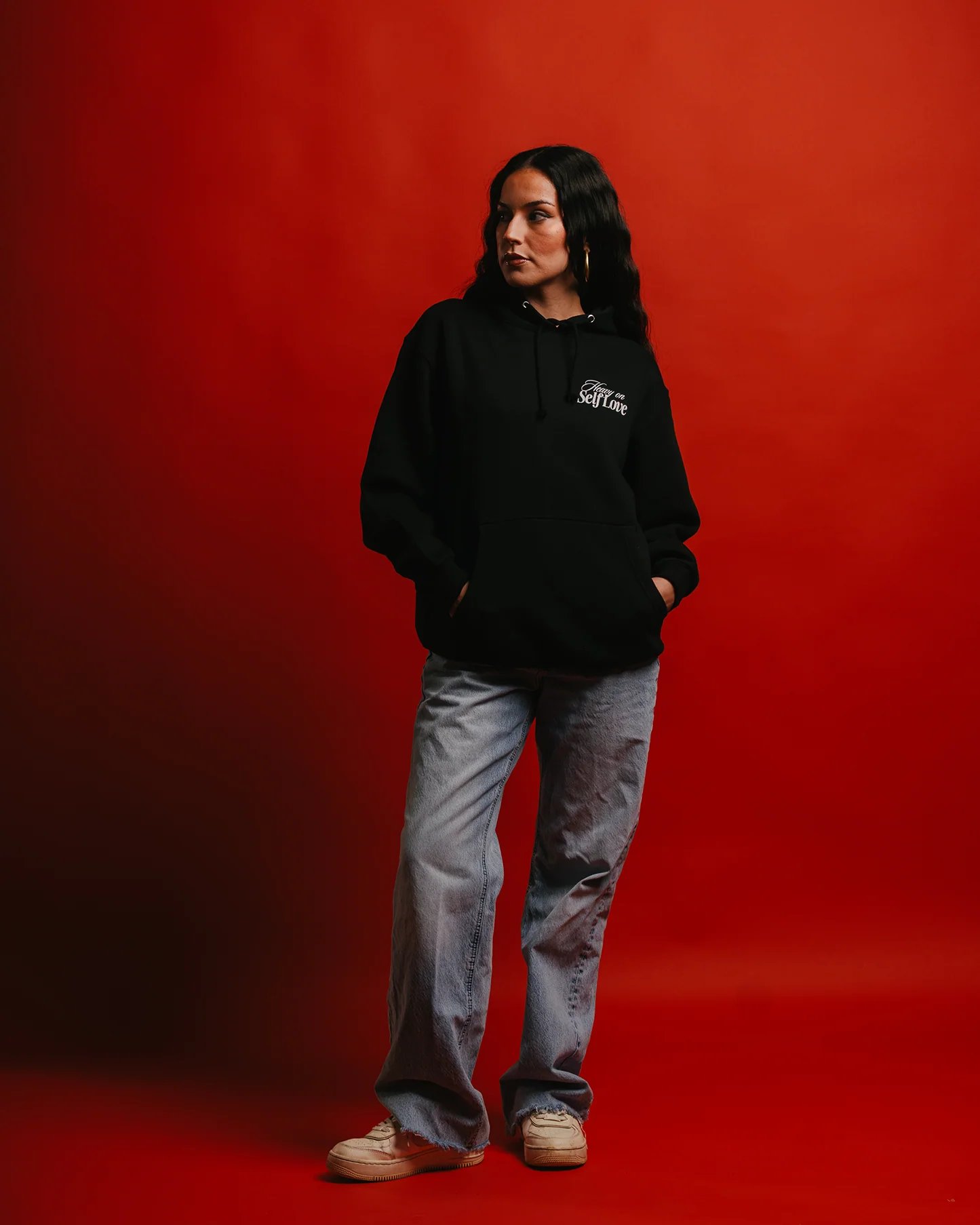 Heavy On Self Love Black Hoodie - Image 3