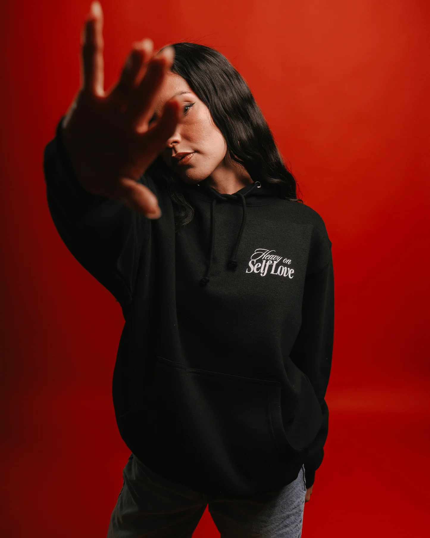 Heavy On Self Love Black Hoodie - Image 5