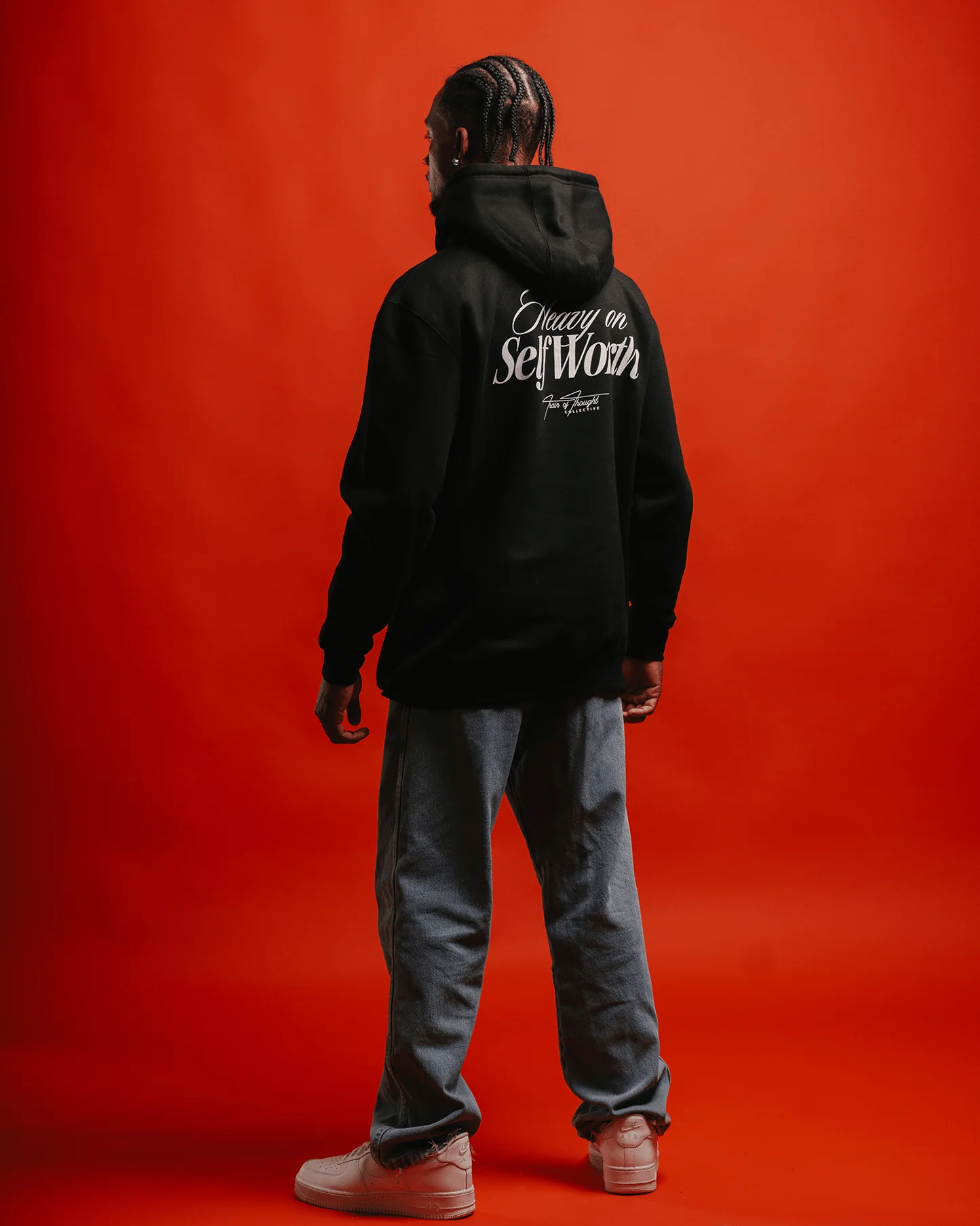 Heavy On Self Worth Black Hoodie - Image 4
