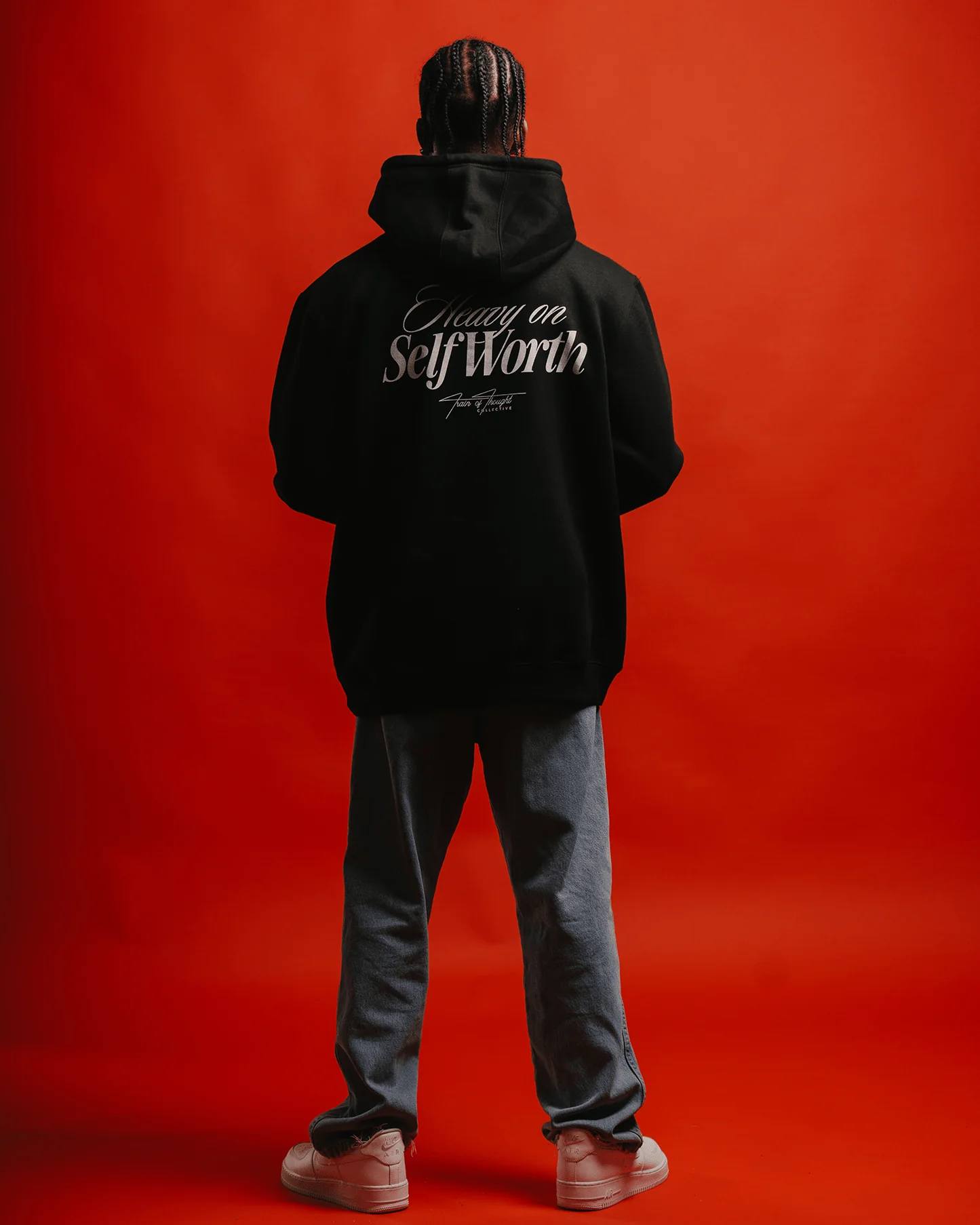 Heavy On Self Worth Black Hoodie - Image 6