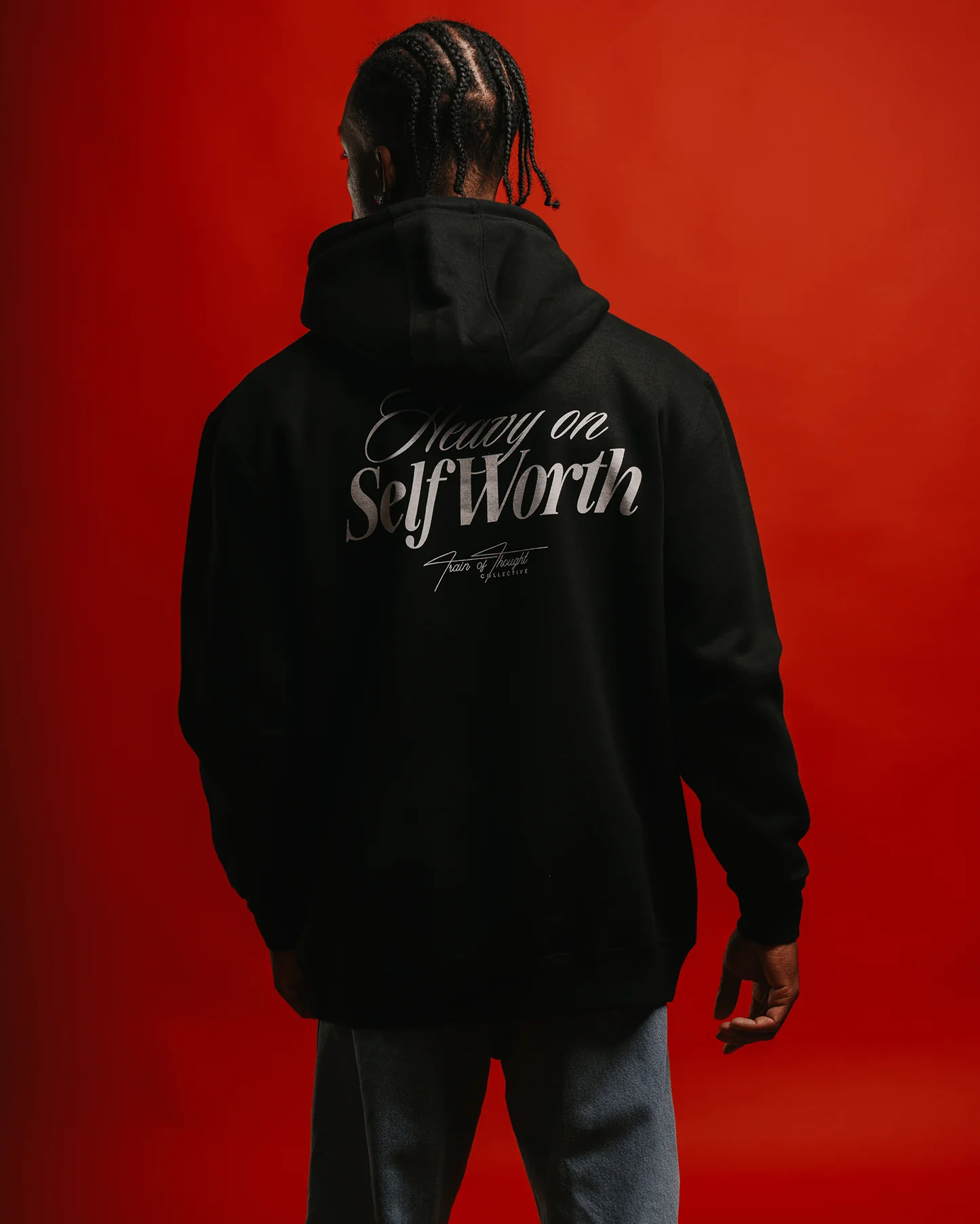 Heavy On Self Worth Black Hoodie - Image 7