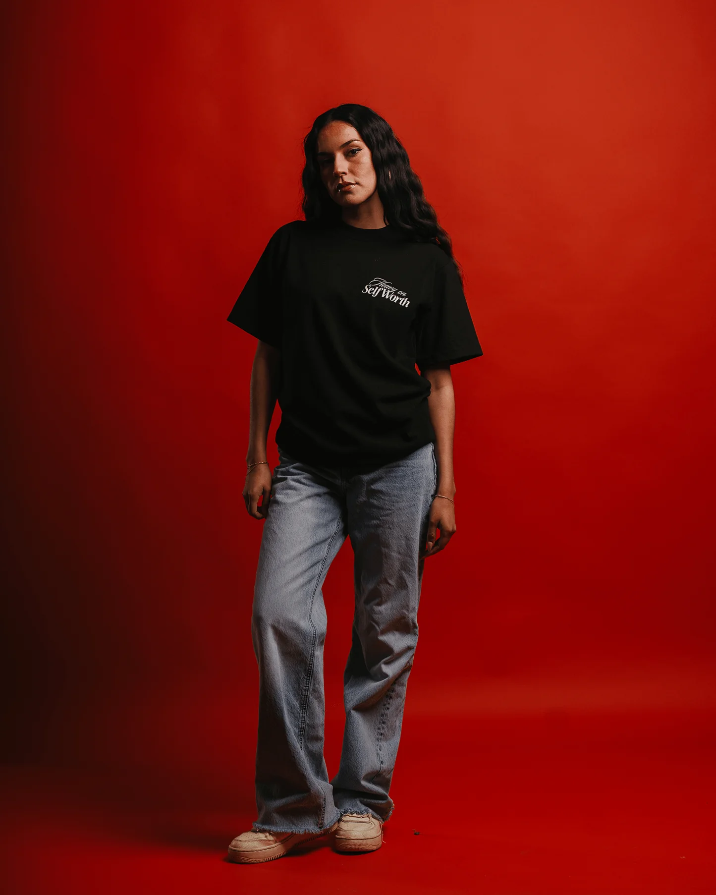 Heavy On Self Worth Black Tee - Image 3