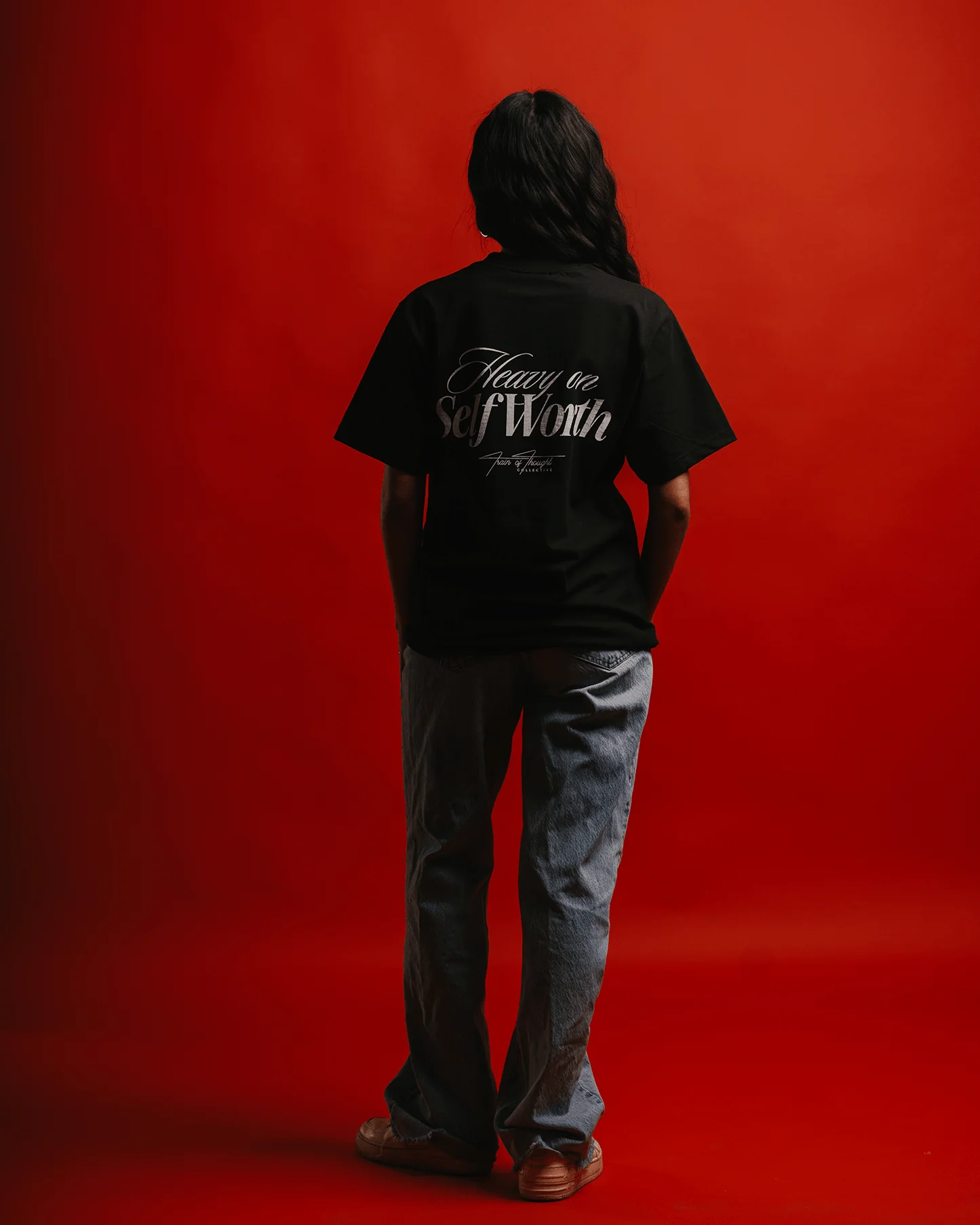 Heavy On Self Worth Black Tee - Image 4