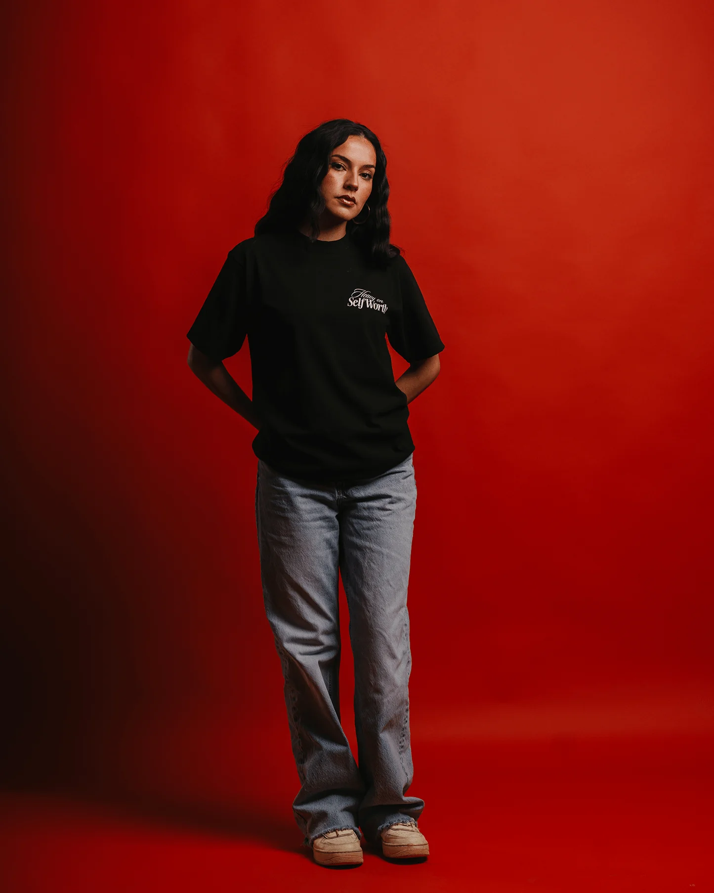 Heavy On Self Worth Black Tee - Image 6