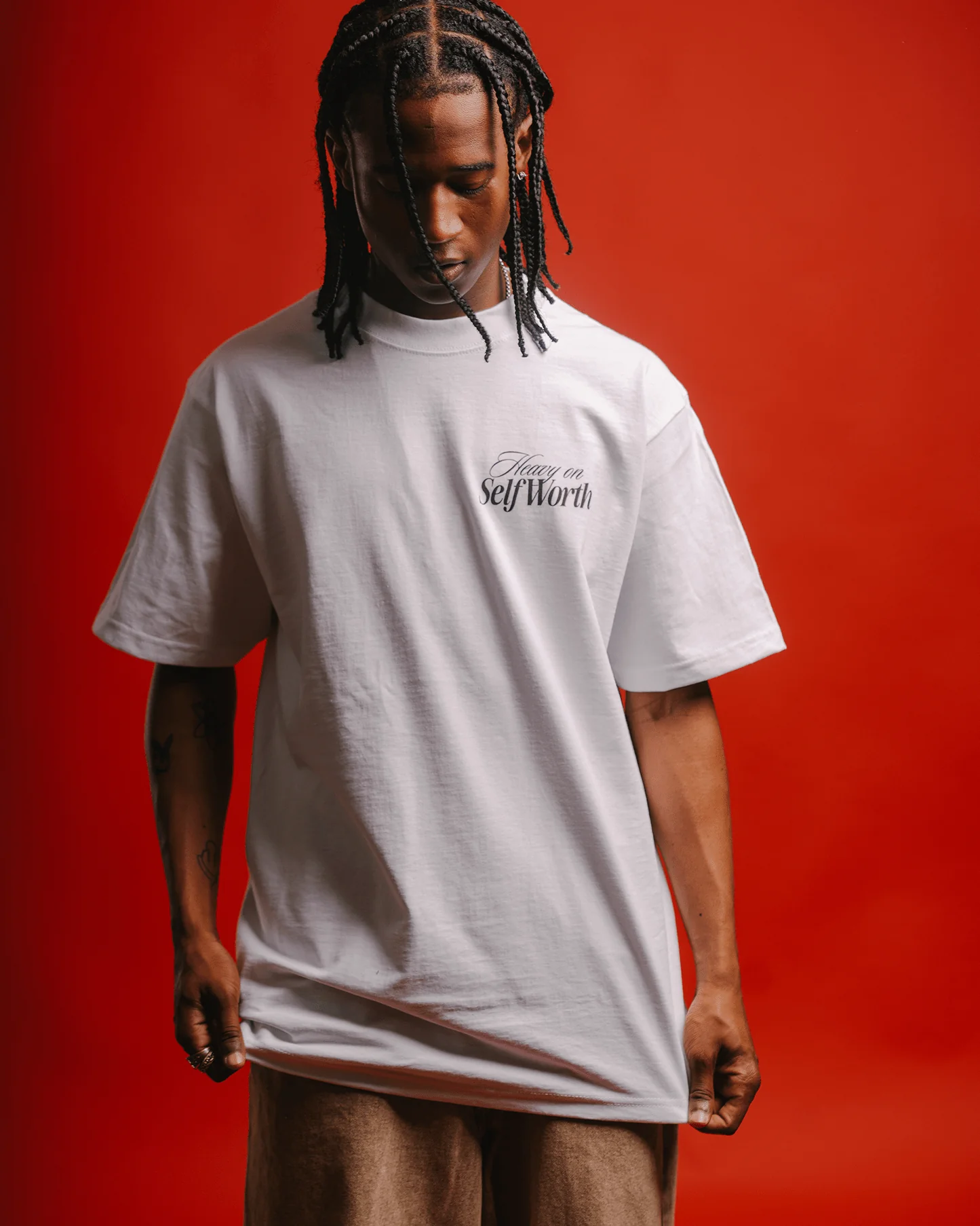 Heavy On Self Worth White Tee - Image 5