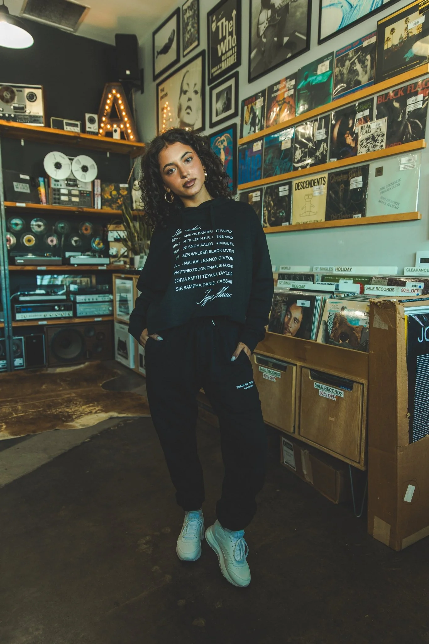 I listen to that.. Modern R&B Womens Cropped Black Hoodie - Image 3