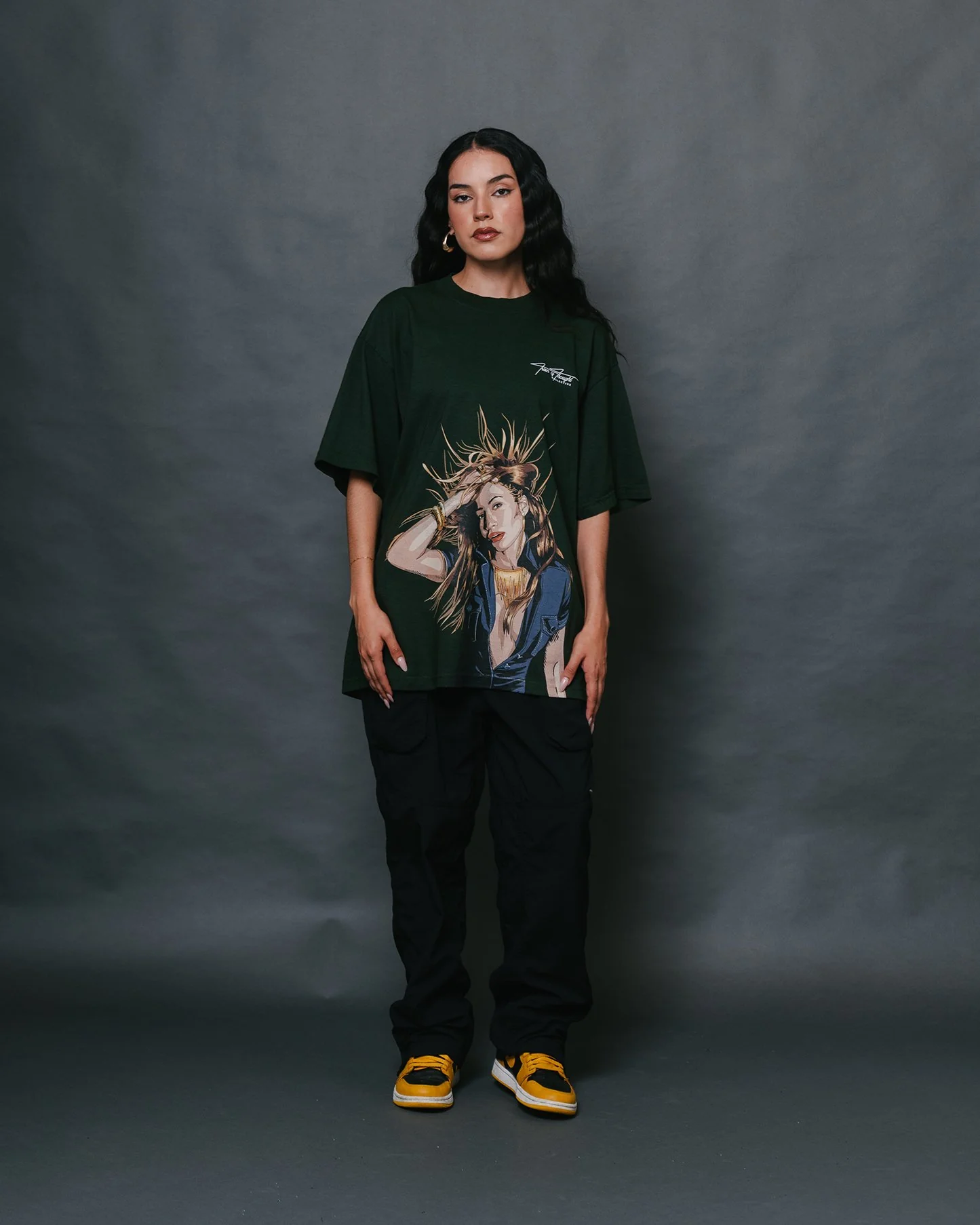Jlo Big Face Oversized Green Tee - Image 3