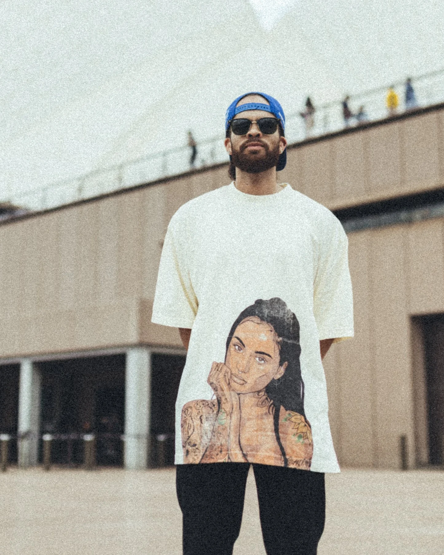 Kehlani Big Face Oversized Cream Tee - Image 2