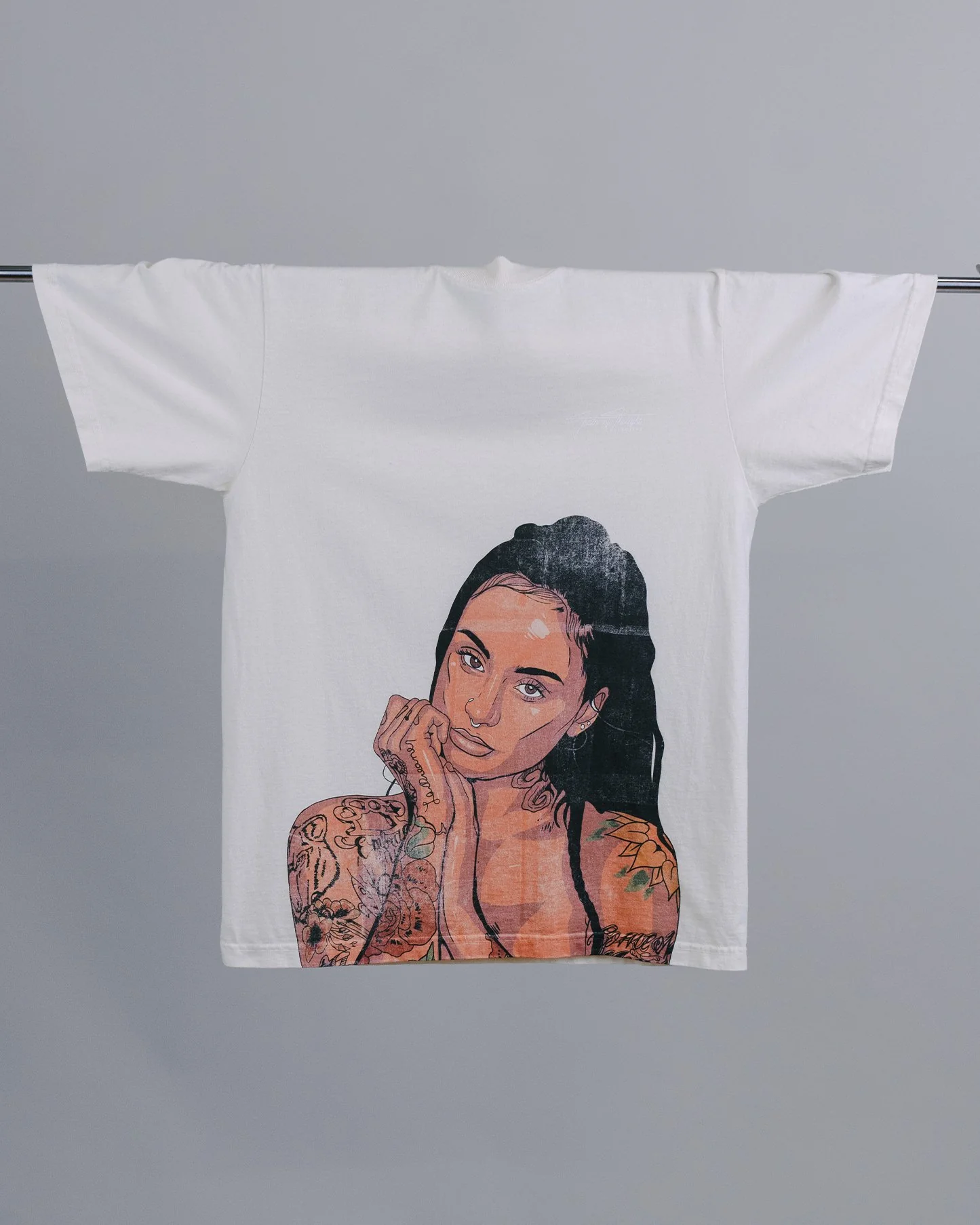 Kehlani Big Face Oversized Cream Tee - Image 3
