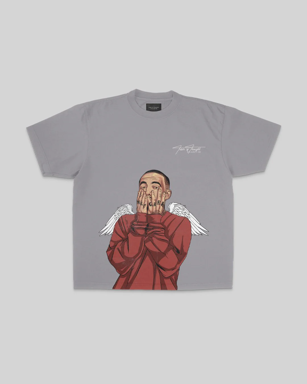 Mac Wings Oversized Garment-Dyed Big Face Cement Tee